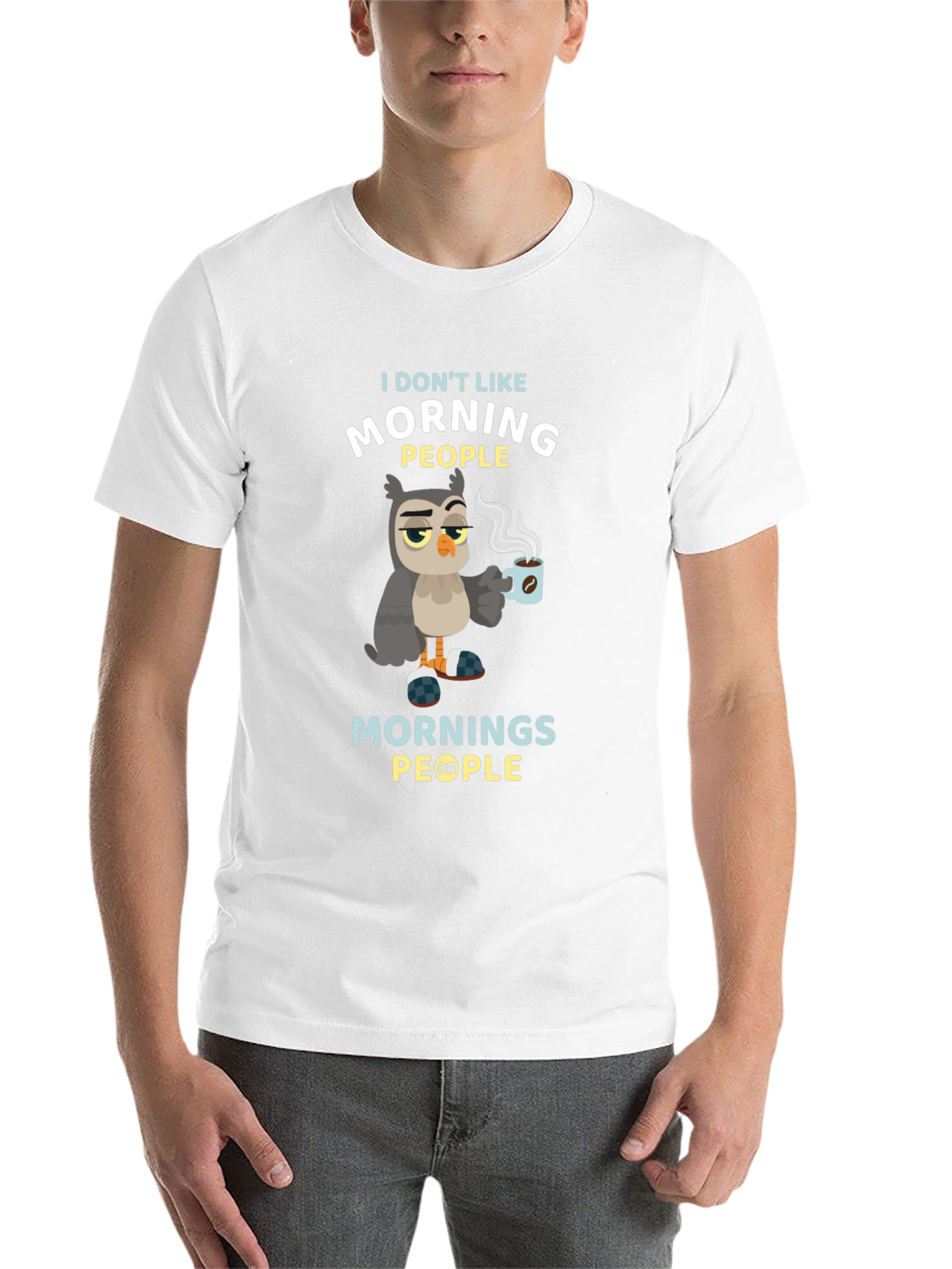 Black Funny Owl Coffee T-Shirt - I Don't Like Morning People view 14
