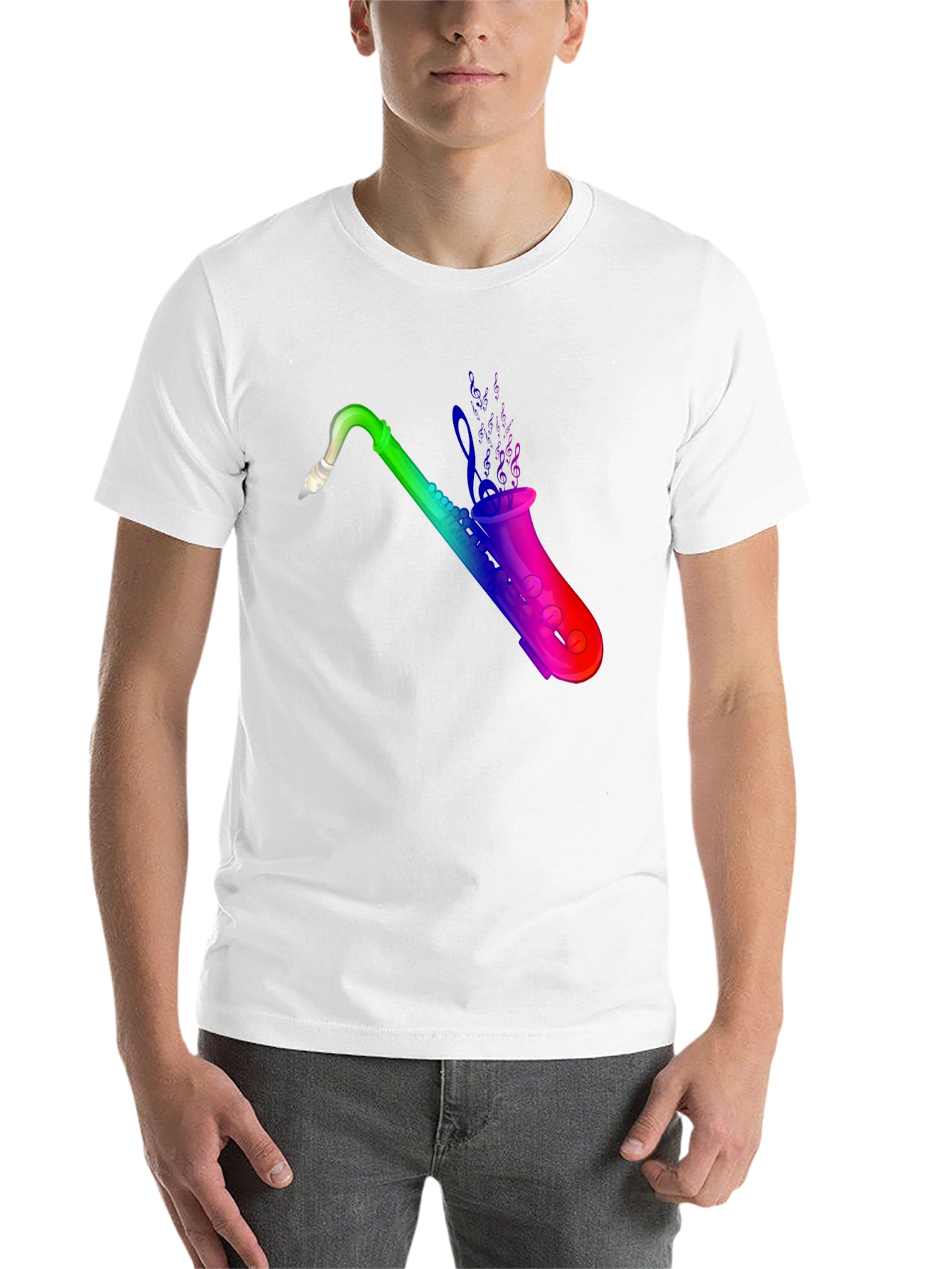 Black Rainbow Saxophone T-Shirt - Music Lover Tee view 14