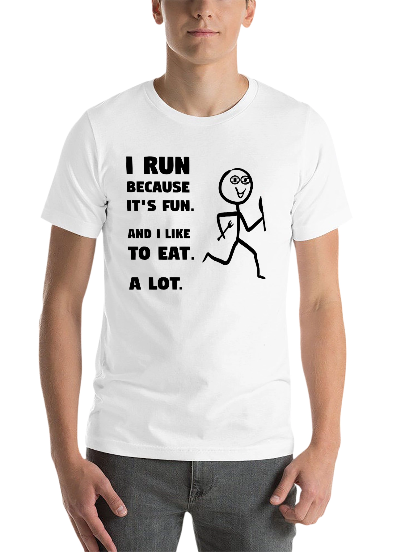 Black Funny Running T-Shirt: I Run Because I Like to Eat view 14