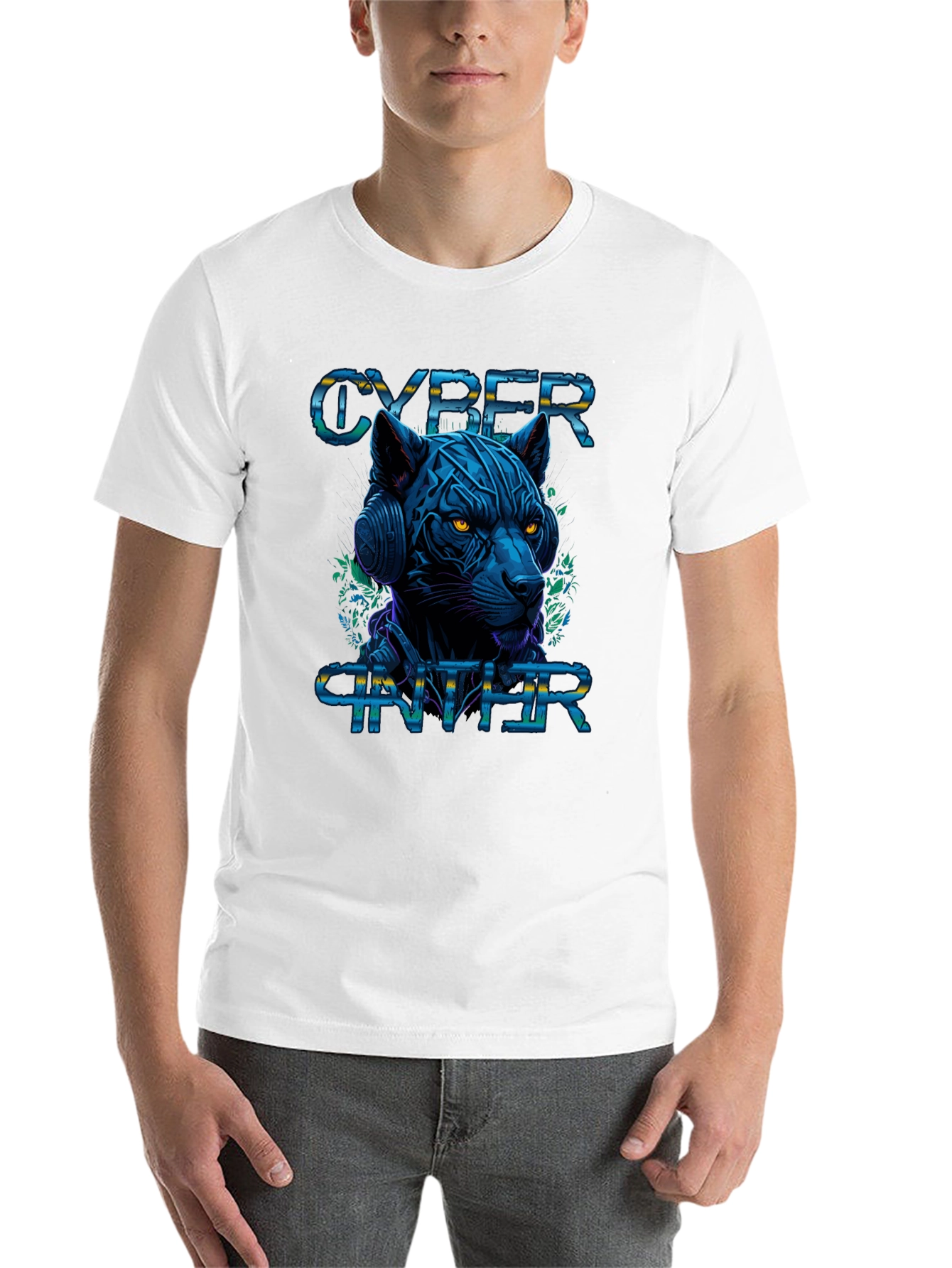 Black Cyber Panther Graphic Tee - Stylish Black T-Shirt view 14