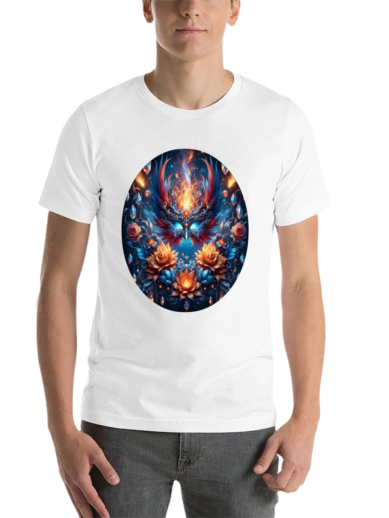 Black Phoenix Floral Art Black T-Shirt view 14