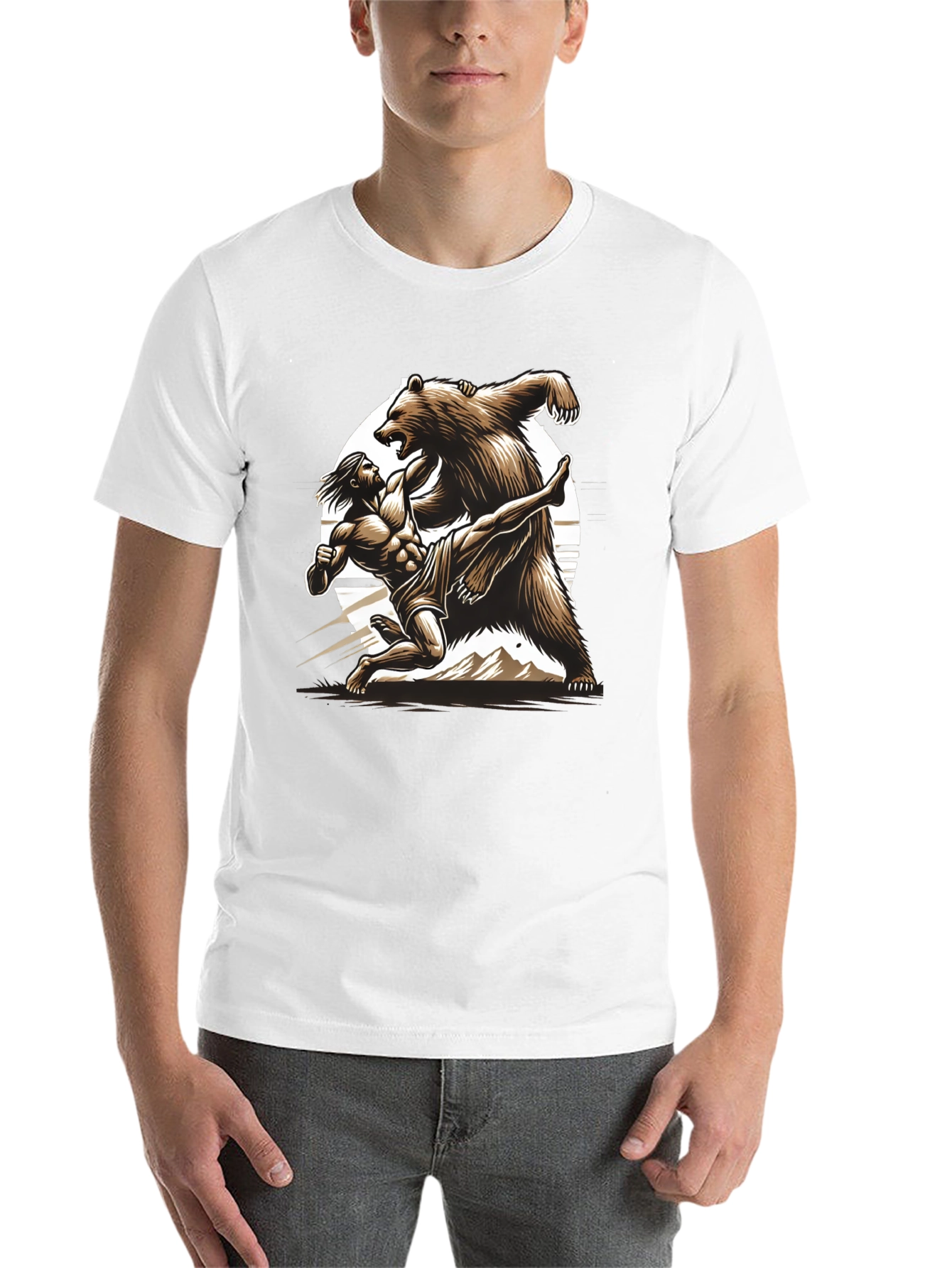 Black Man Vs Bear Graphic T-Shirt view 14