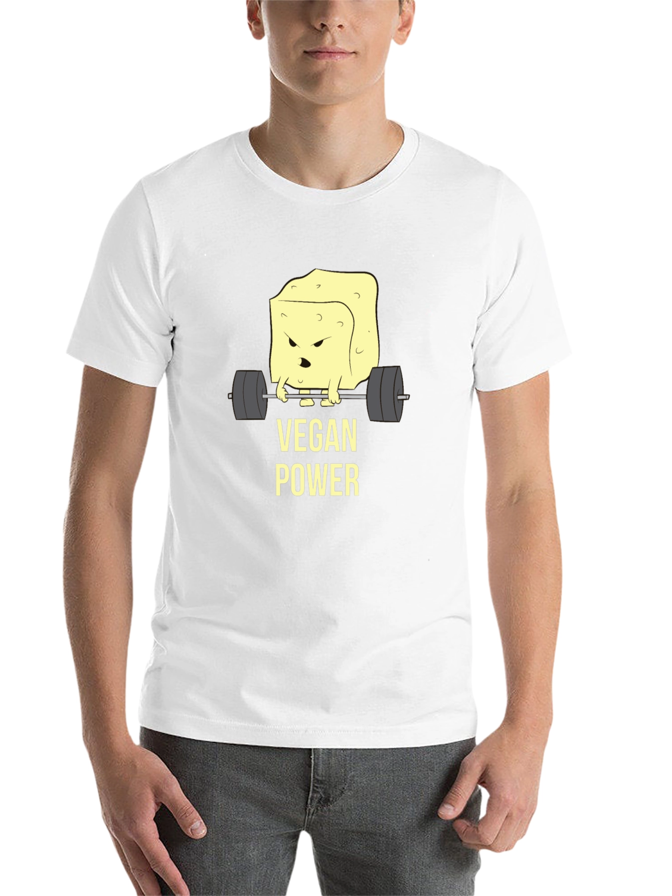 Vegan Power T-Shirt - Weightlifting Tofu Design - 14