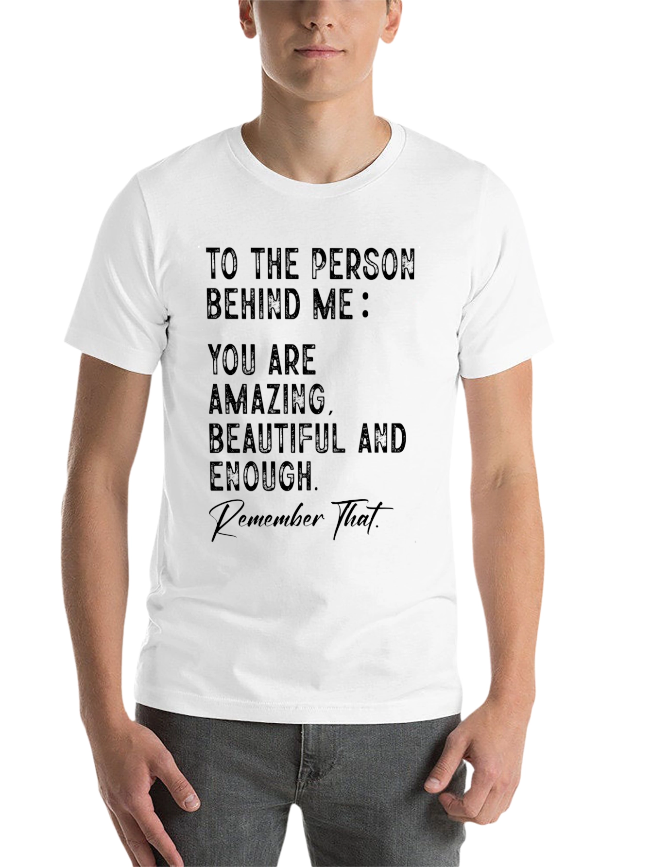 Black Inspirational Graphic Tee - Amazing, Beautiful, Enough view 14