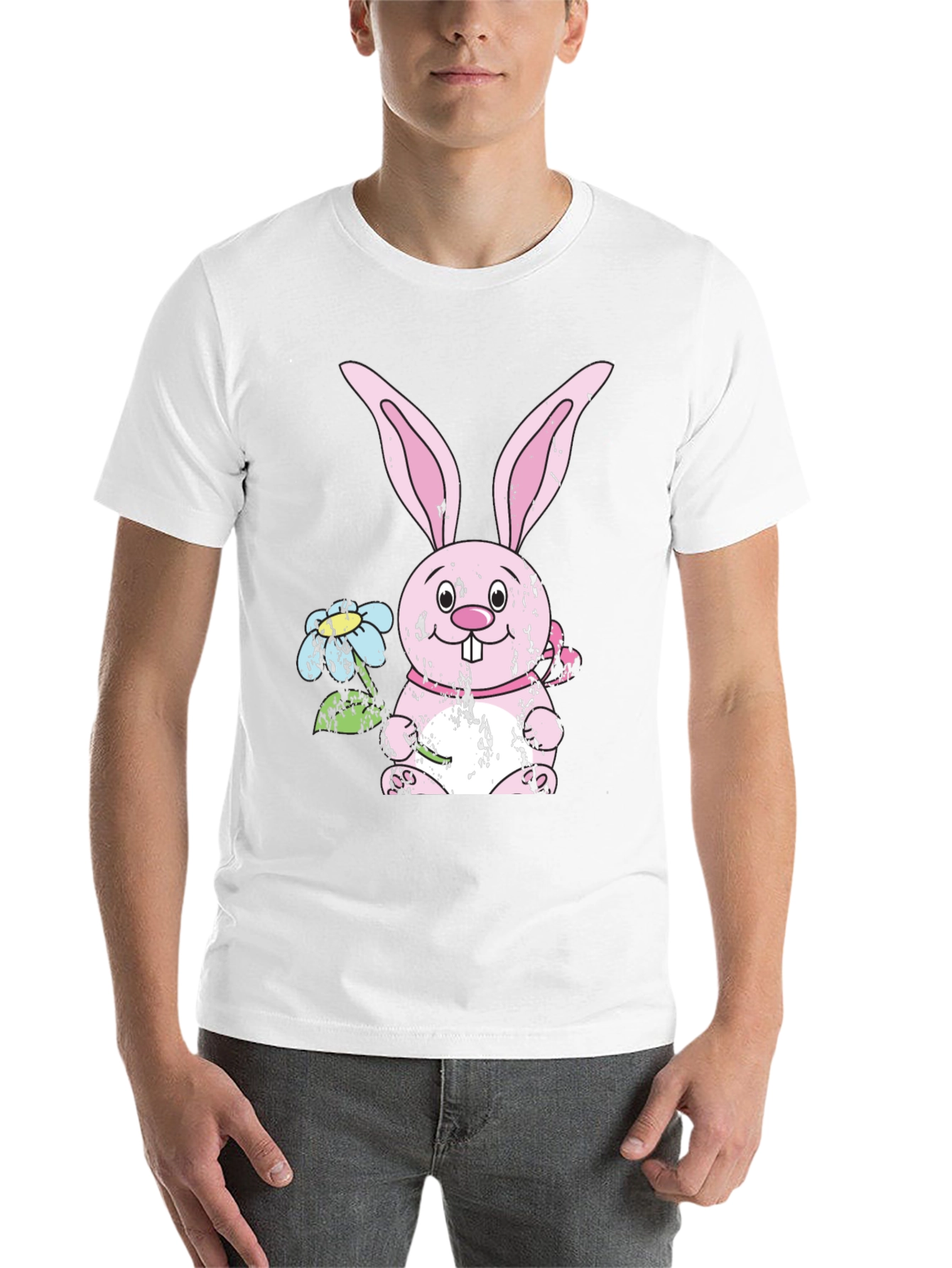 Camiseta Negra con Diseño de Conejo de Pascua