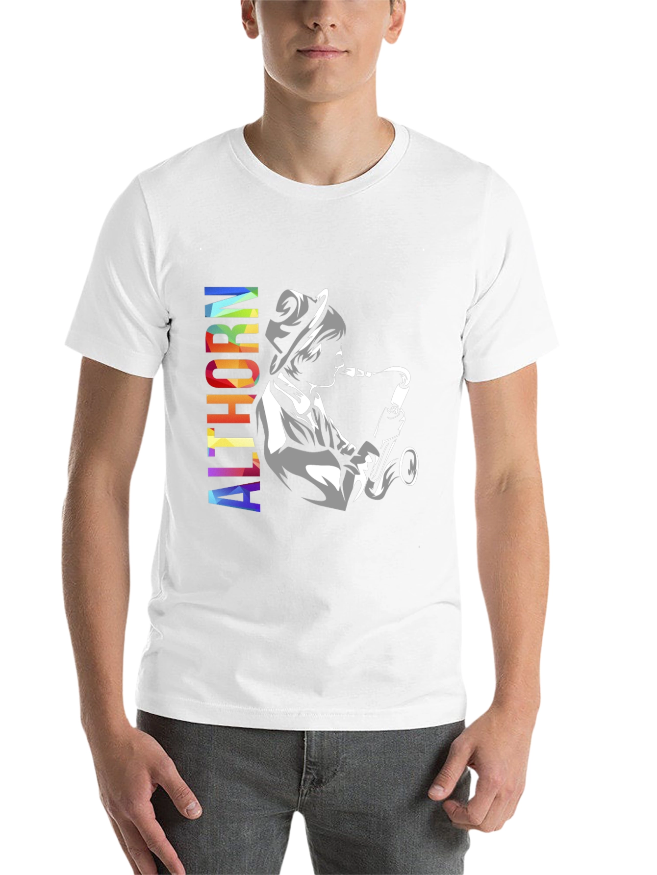 Black Althorn Saxophone Player Graphic T-Shirt view 14