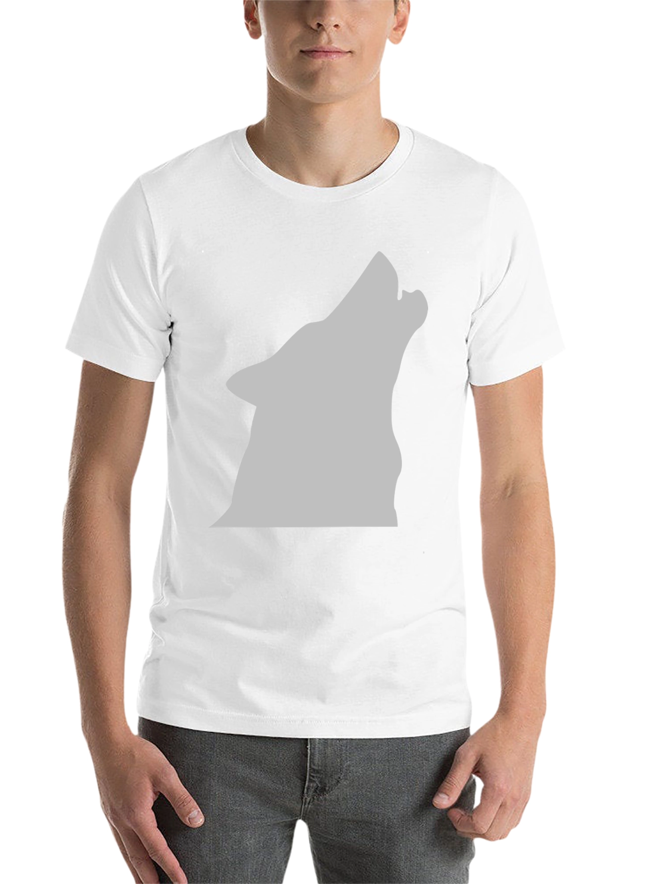 Black Wolf Silhouette Graphic Tee - Black Cotton T-Shirt view 14