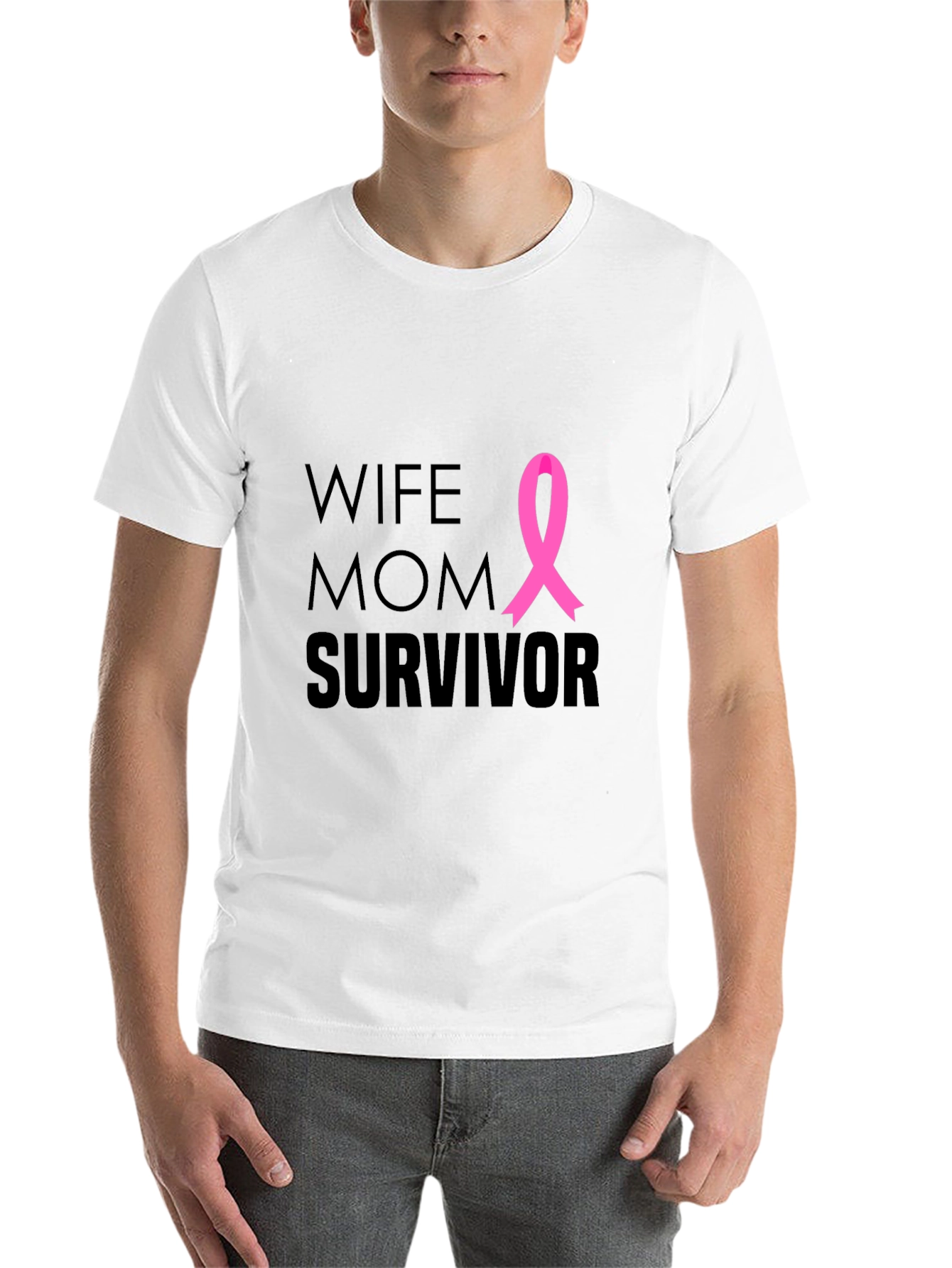 Black Wife Mom Survivor Breast Cancer Awareness T-Shirt view 14