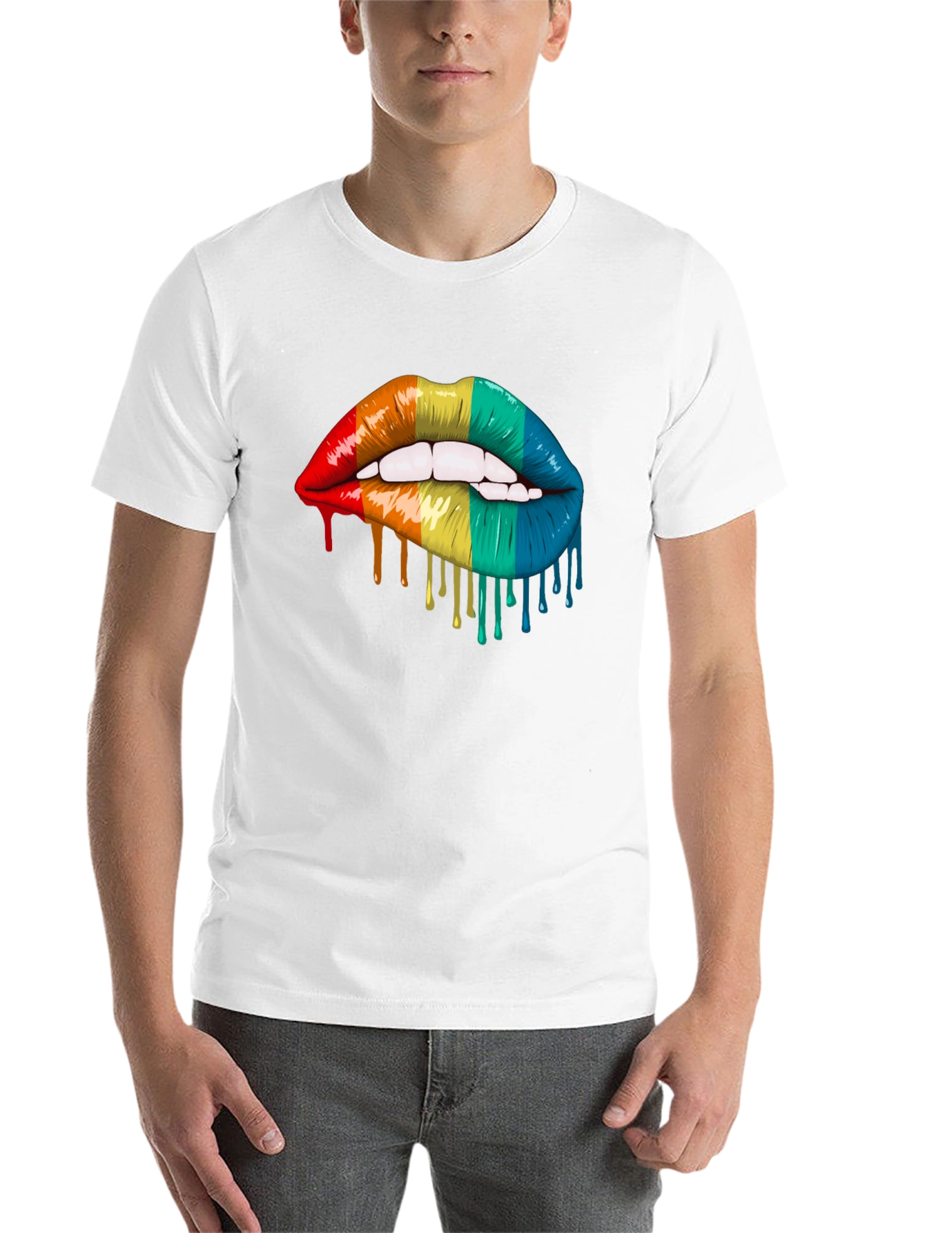 Black Rainbow Lips Graphic T-Shirt - Pride Tee view 14