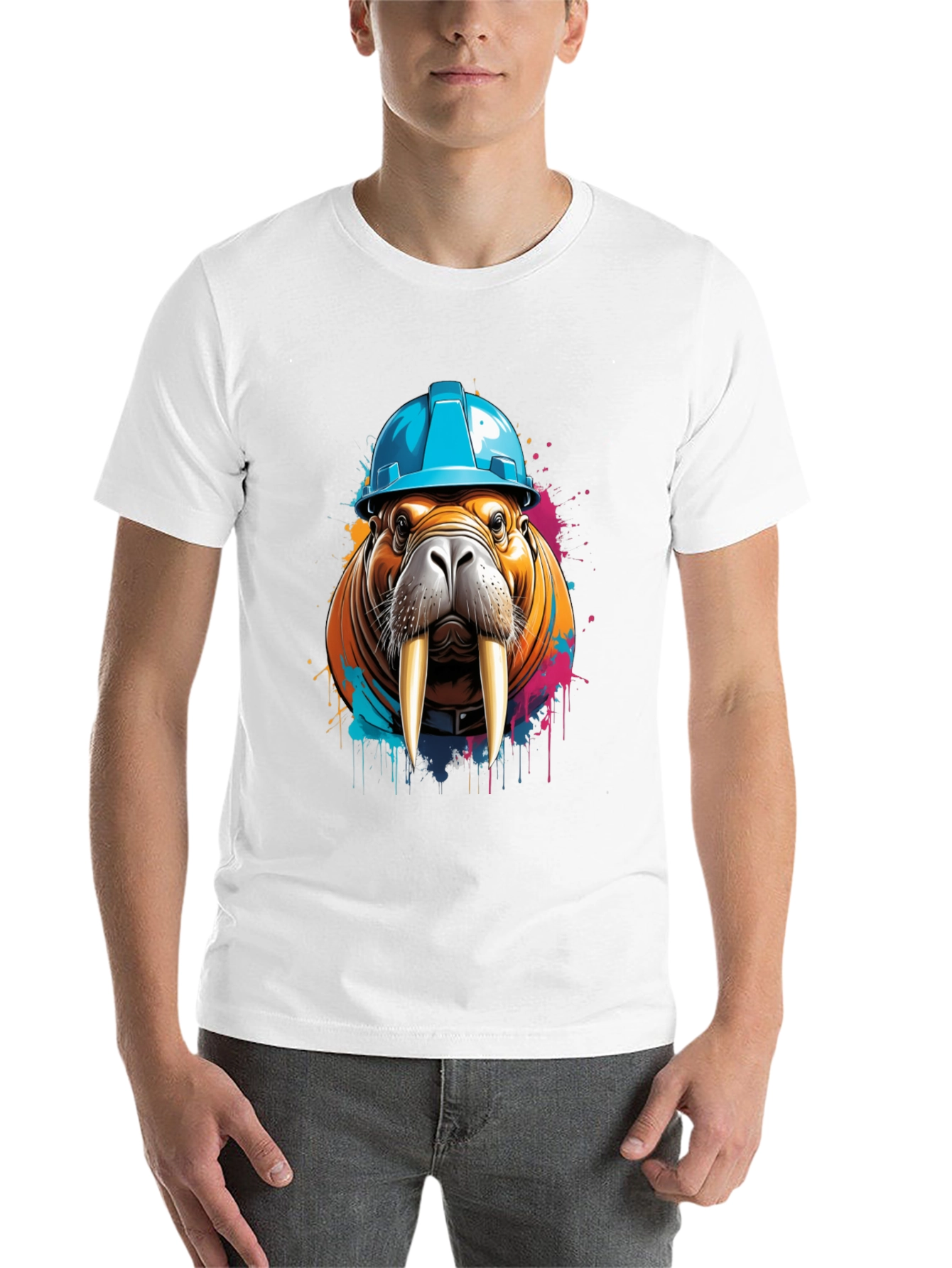 Black Walrus in Hard Hat Graphic Tee view 14