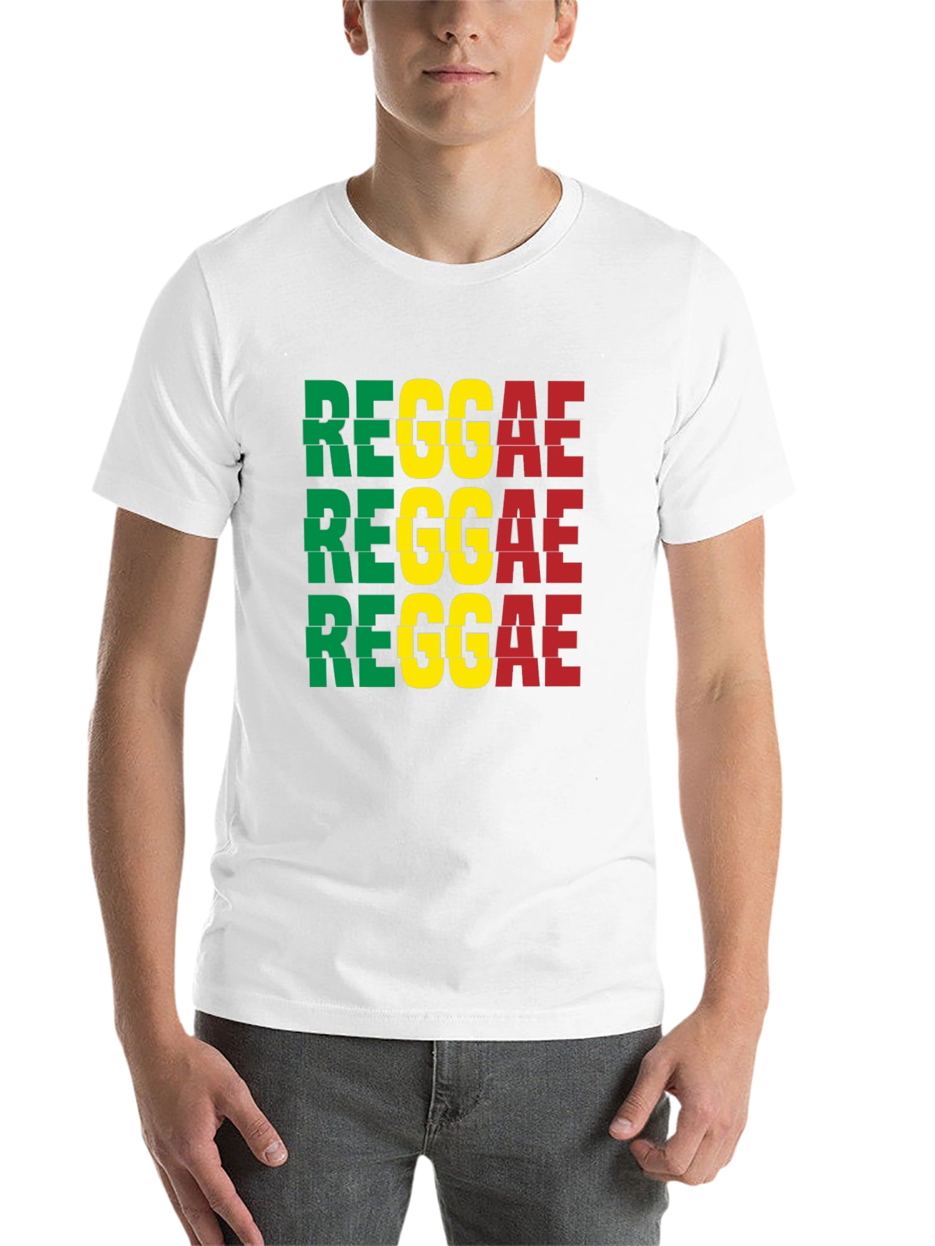 Black Reggae T-Shirt - Green, Yellow, Red view 14