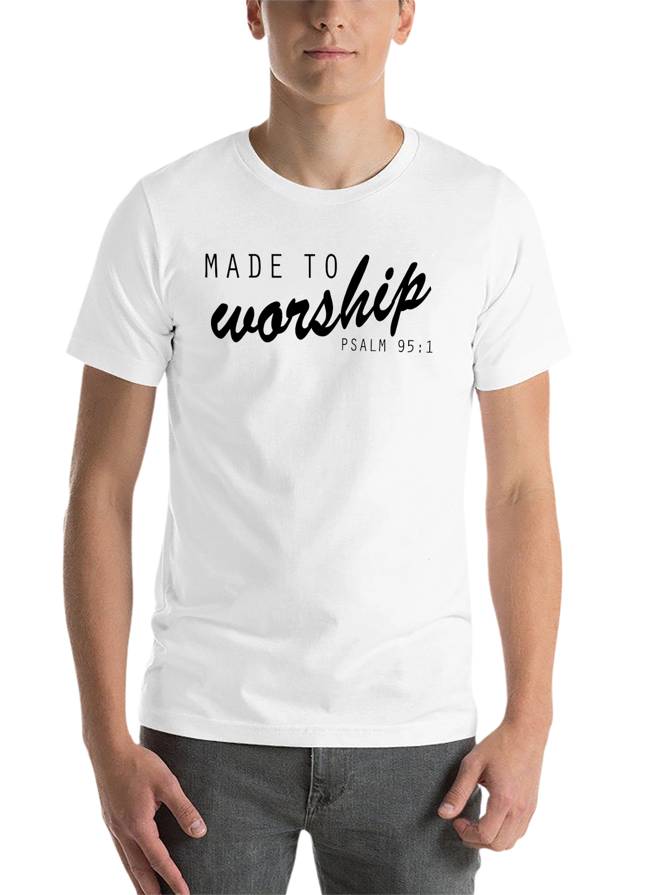 Black Made to Worship Tee - Psalm 95:1 - Christian T-Shirt view 14