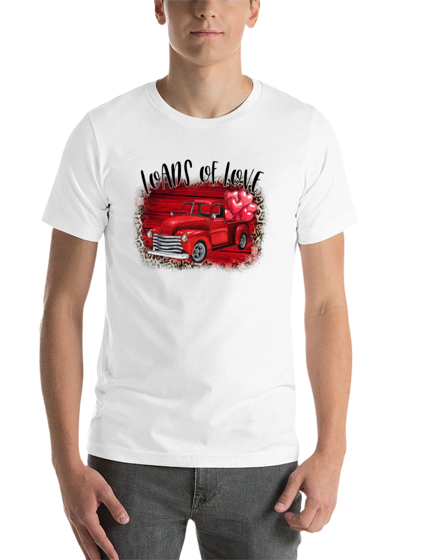 Black Loads of Love Valentine's Truck T-Shirt view 14
