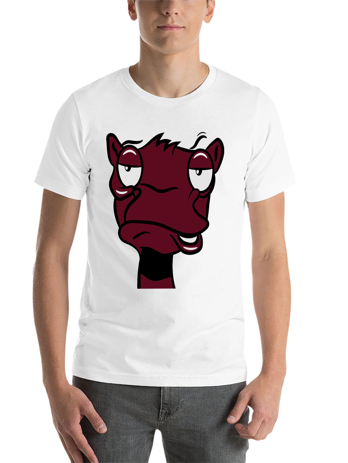 Black Funny Cartoon Face Graphic Tee - Black T-Shirt view 14