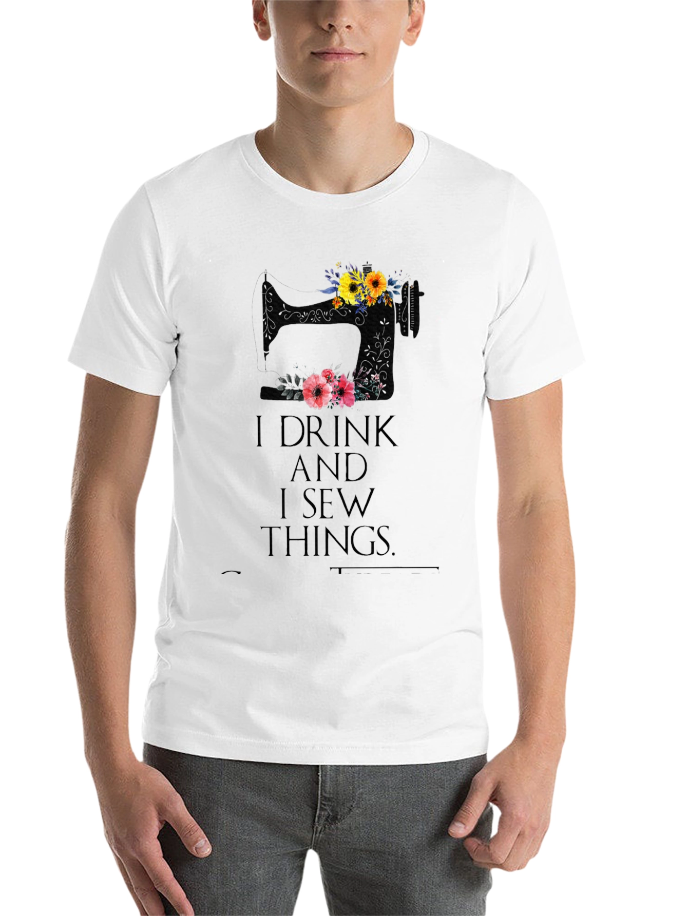 Black I Drink and I Sew Things - Black T-Shirt view 14