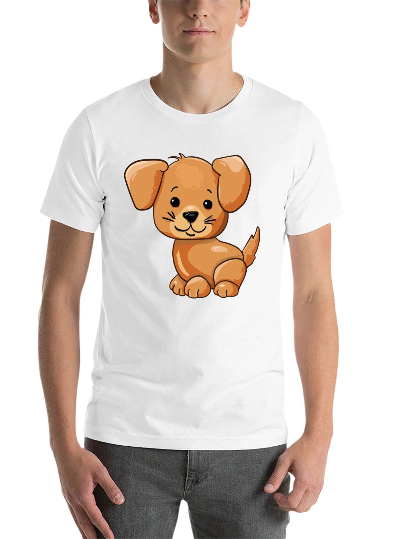 Black Cute Cartoon Dog Black T-Shirt view 14