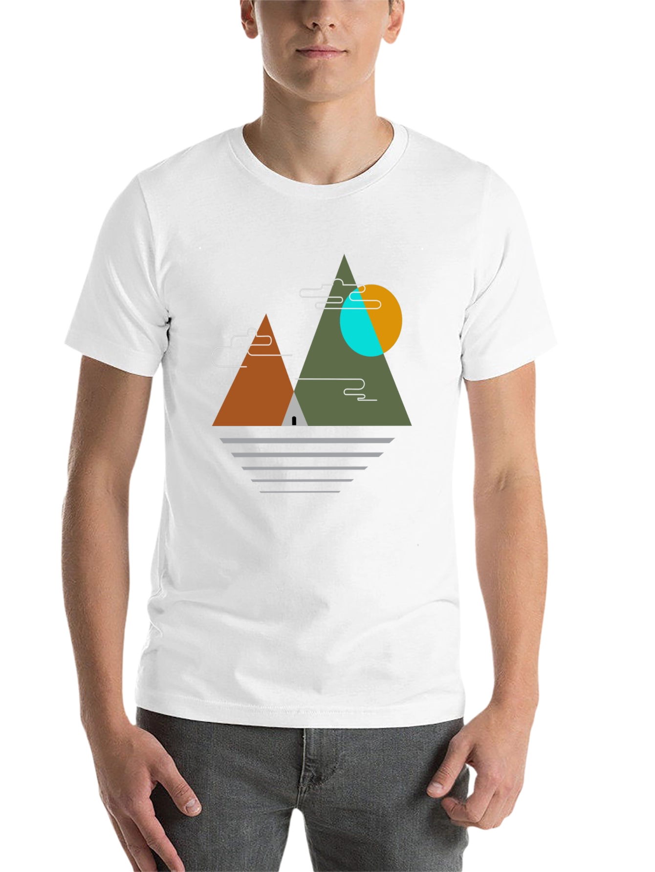 Black Geometric Mountain Graphic Tee - Black view 14