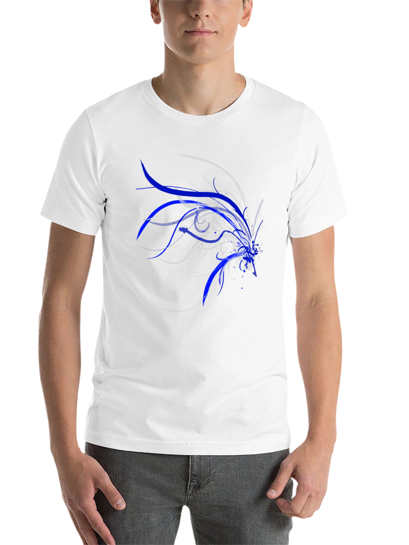 Abstract Blue Graphic Tee - Men's Black T-Shirt - 14