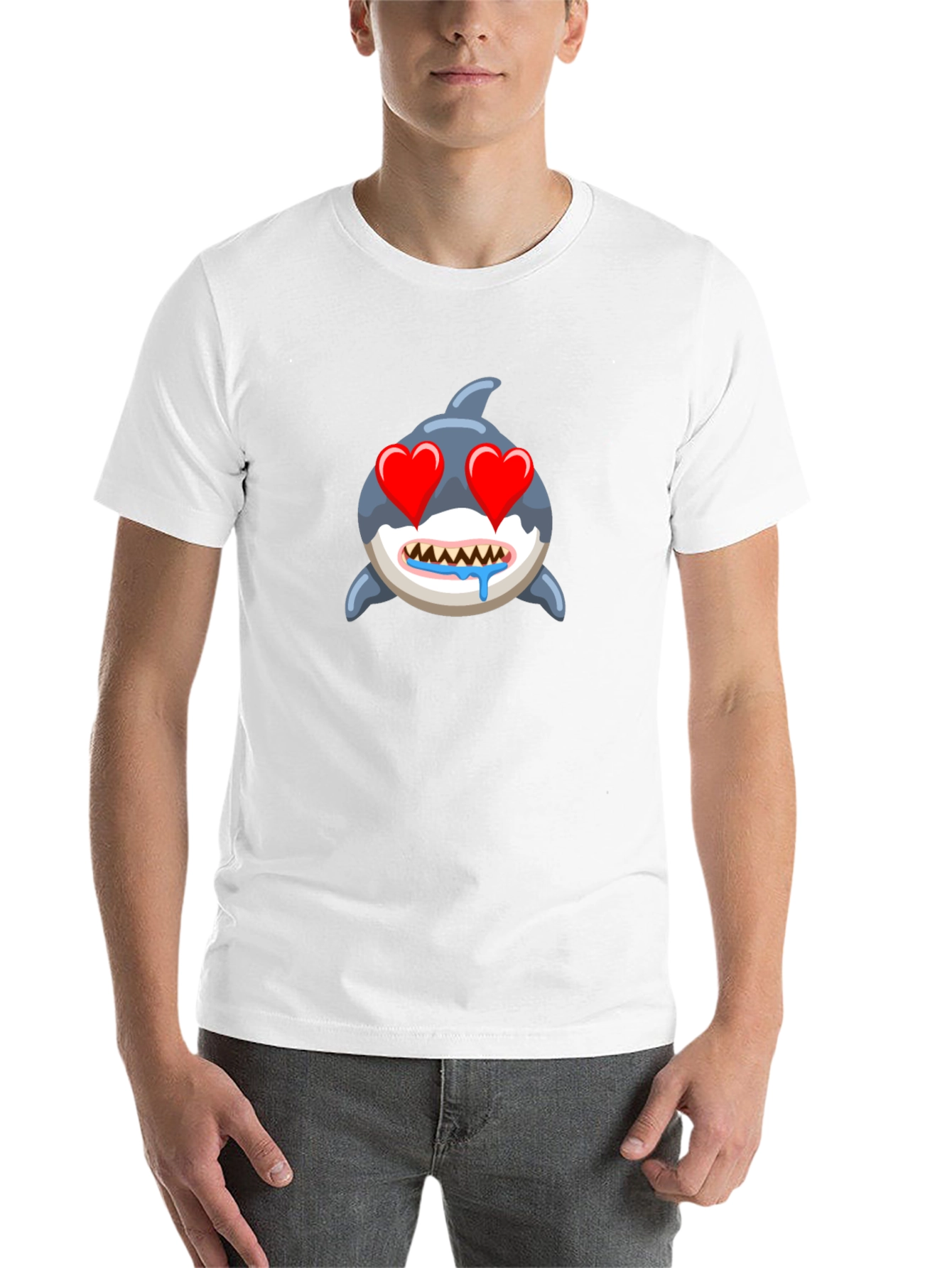 Black Shark Emoji T-Shirt with Heart Eyes - Black view 14
