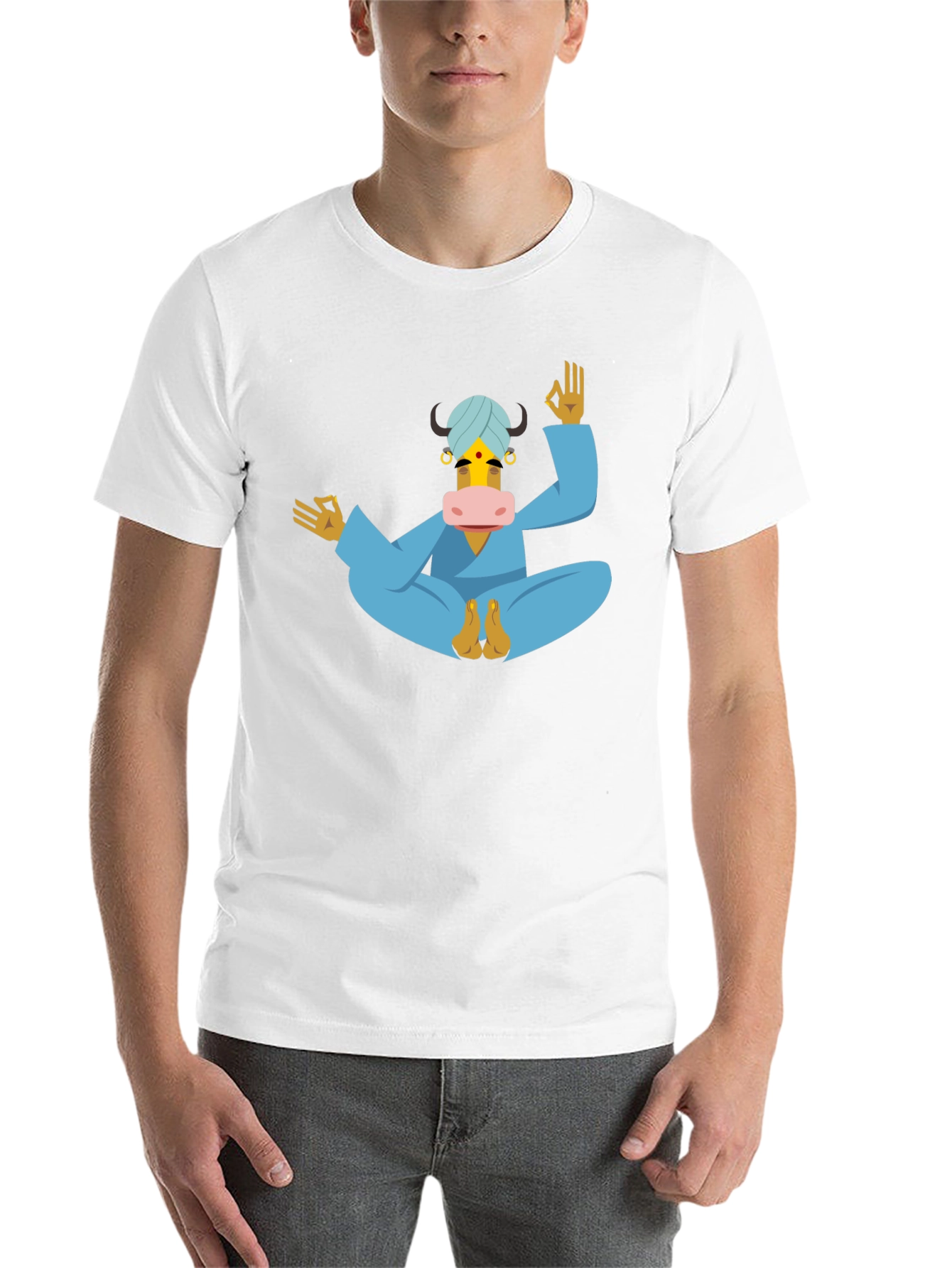 Black Yoga Cow T-Shirt - Meditating Bull Tee view 14