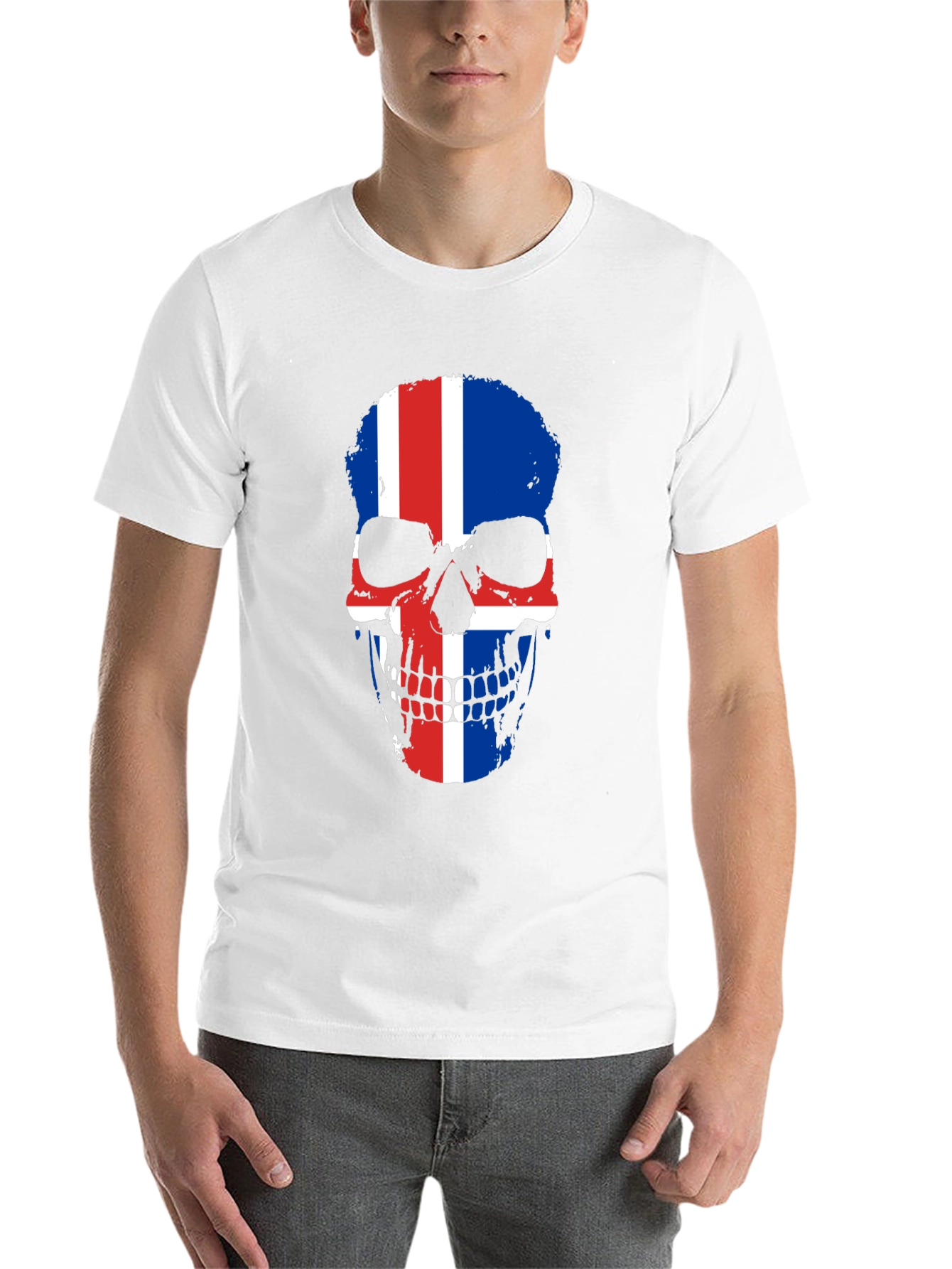 Black Iceland Flag Skull Graphic Tee - Black Cotton Shirt view 14