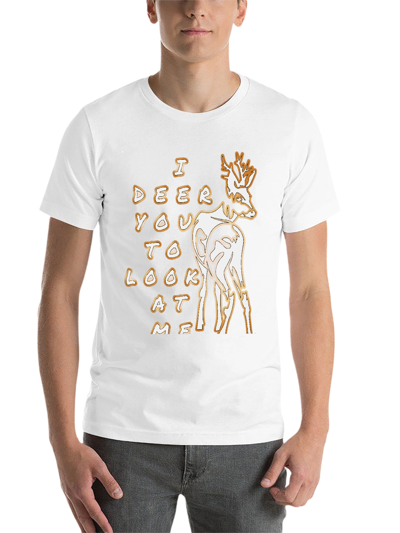 Black Deer Graphic Tee - 'I Deer You To Look At Me' Black T-Shirt view 14