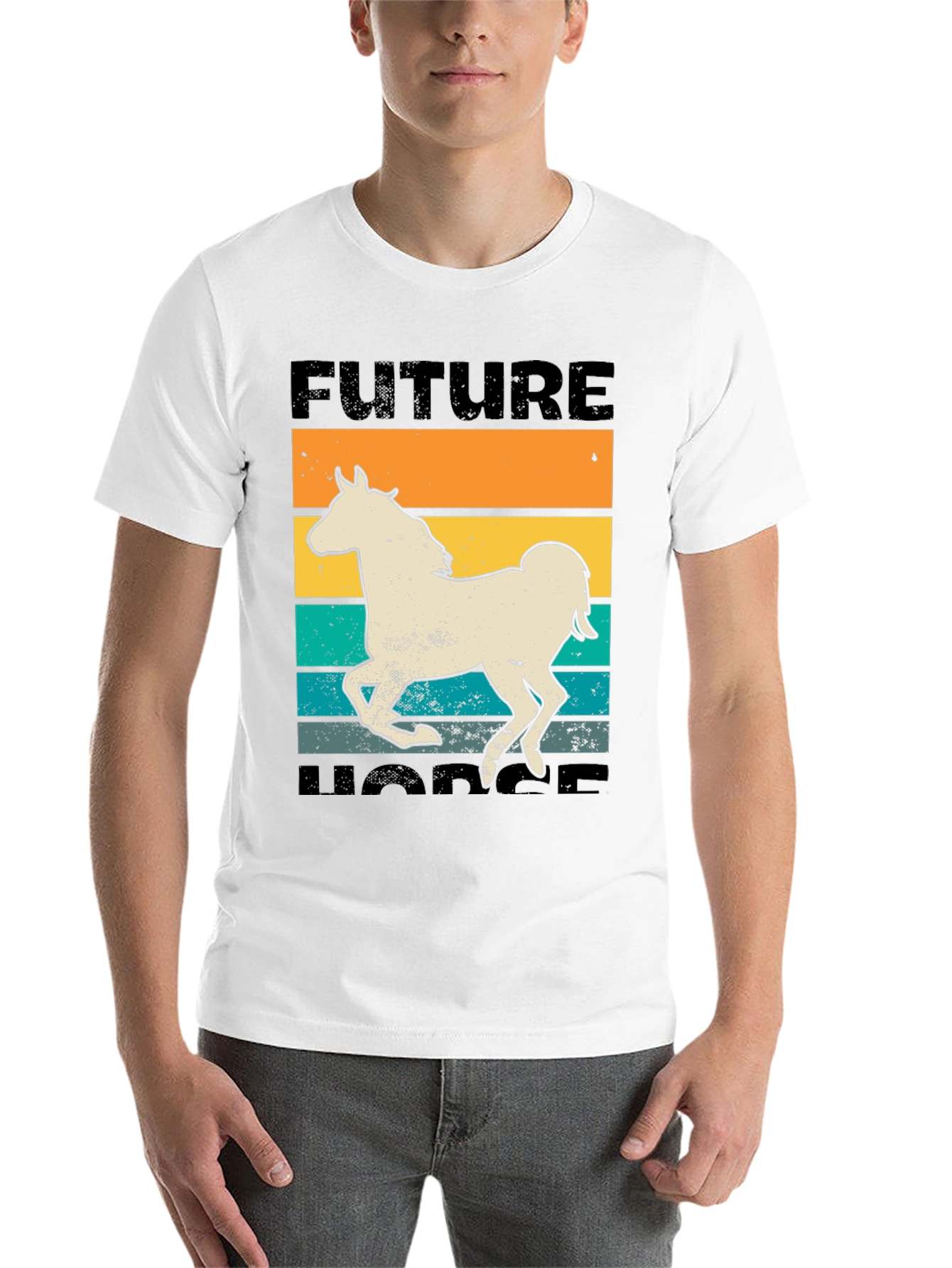Black Future Horse T-Shirt - Retro Equestrian Design view 14