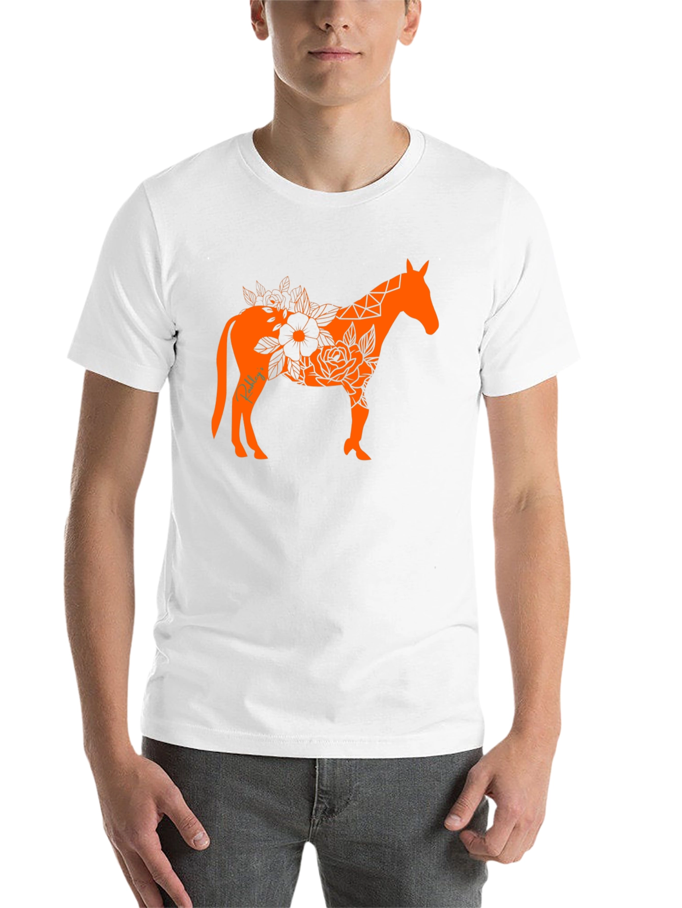 Black Floral Horse Graphic Tee view 14