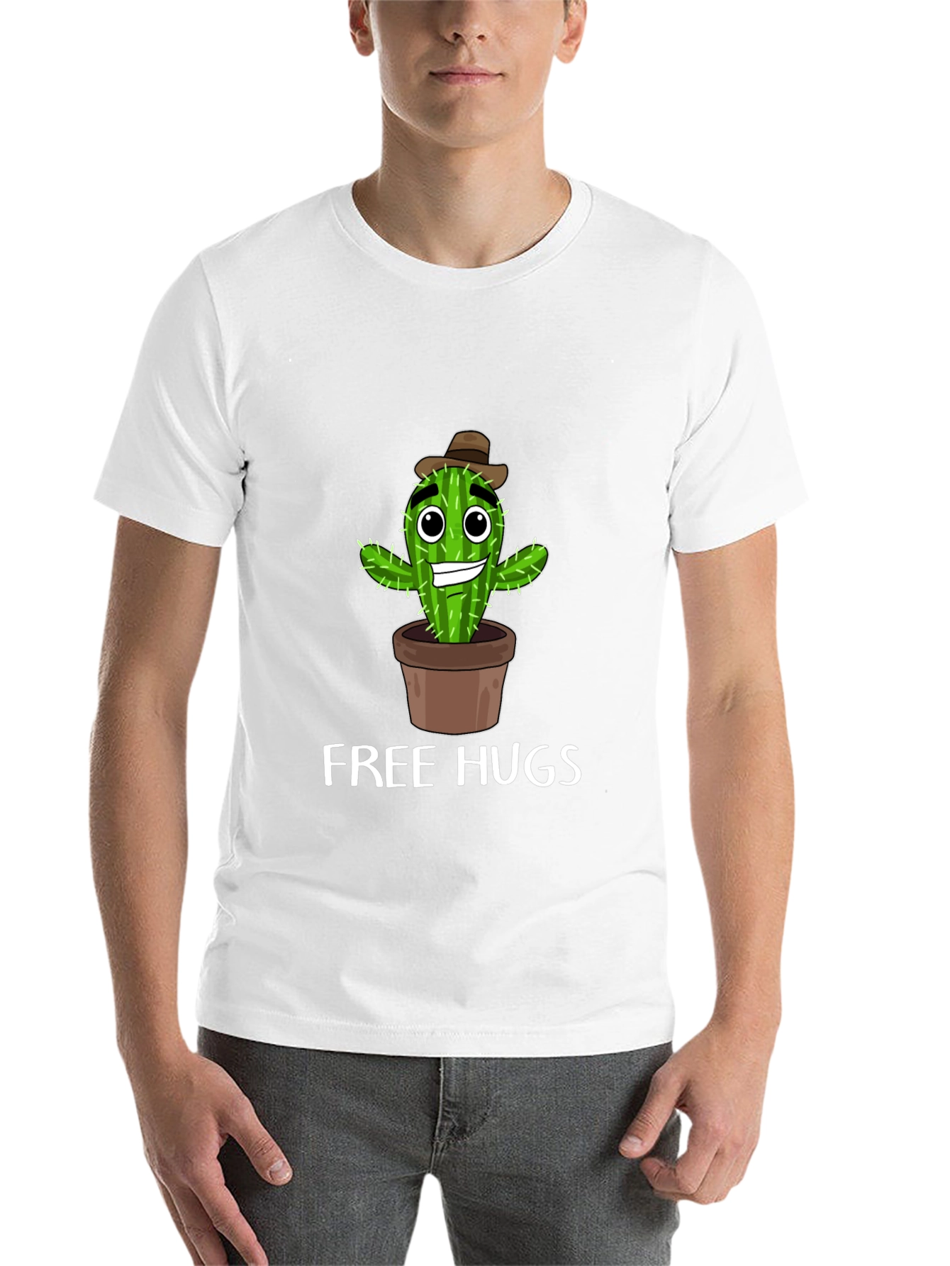 Black Free Hugs Cactus T-Shirt Funny Graphic Tee view 14