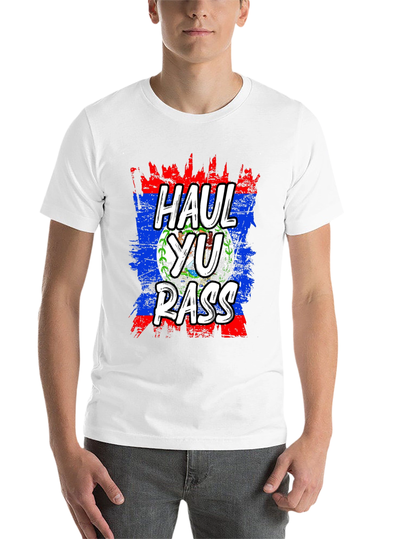 Black Haul Yu Rass T-Shirt - Belize Flag Graphic Tee view 14