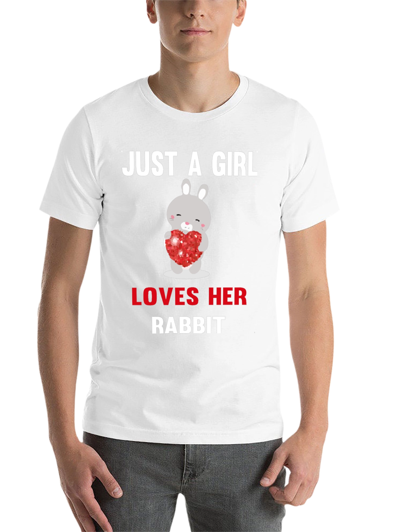 Black Just A Girl Loves Her Rabbit T-Shirt view 14