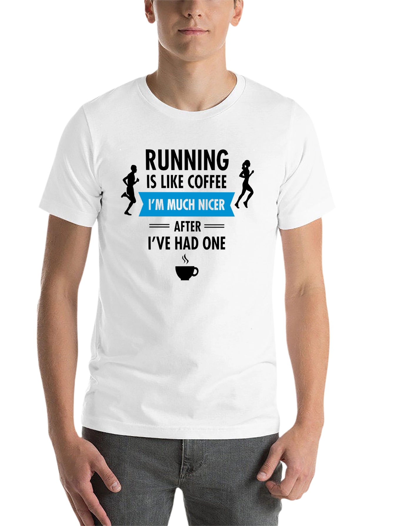 Black Running Coffee T-Shirt: I'm Much Nicer After One view 14