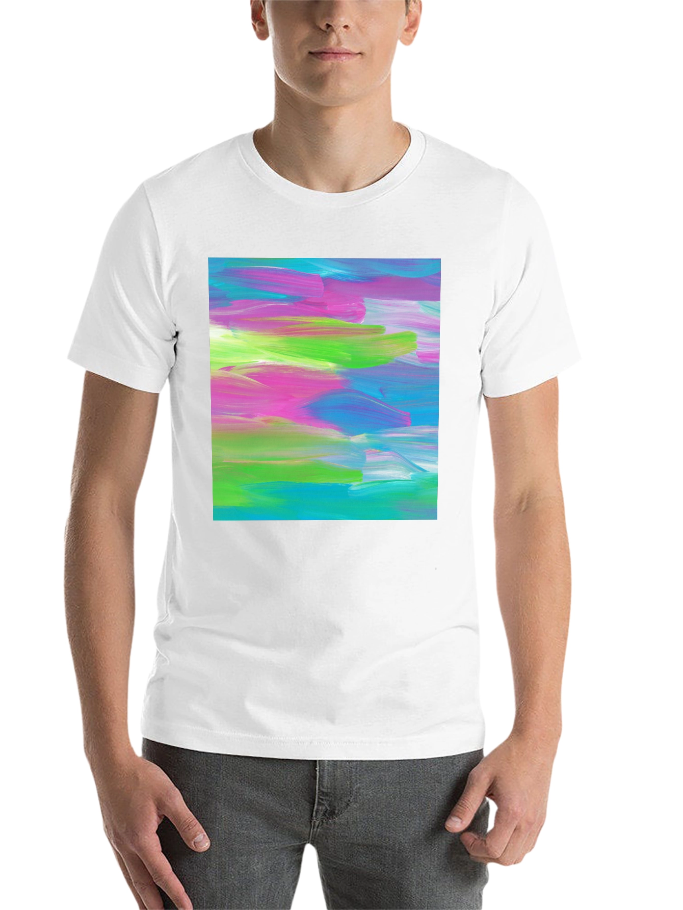 Black Abstract Art Graphic Tee - Modern Brushstroke T-Shirt view 14