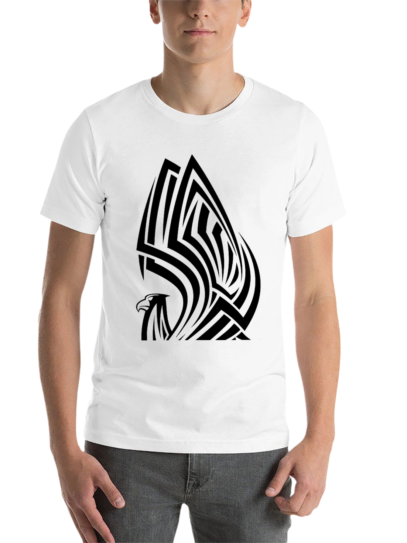 Black Tribal Eagle Graphic Tee - Stylish Men's Black T-Shirt view 14