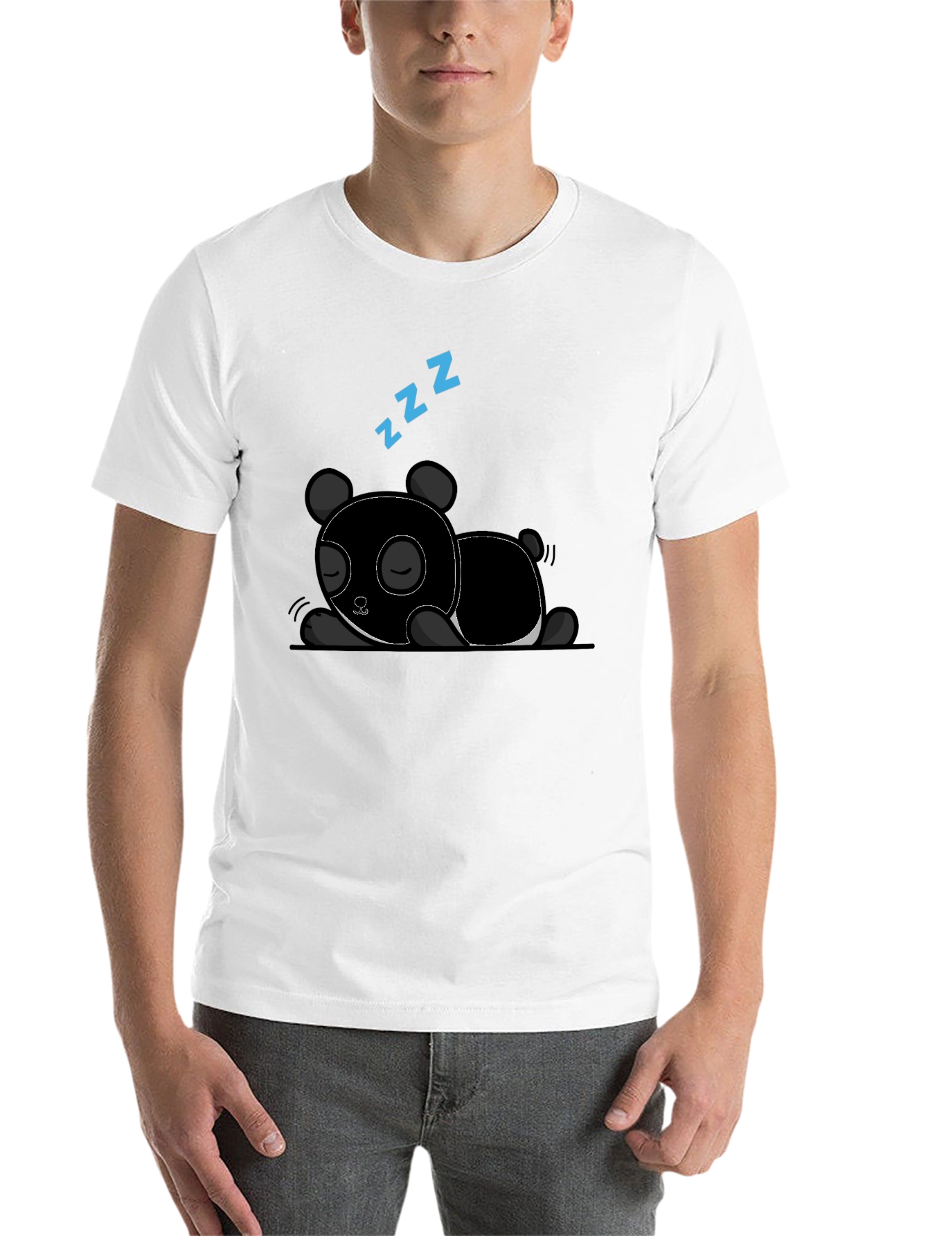 Black Sleeping Panda Graphic Tee - Black Cotton T-Shirt view 14