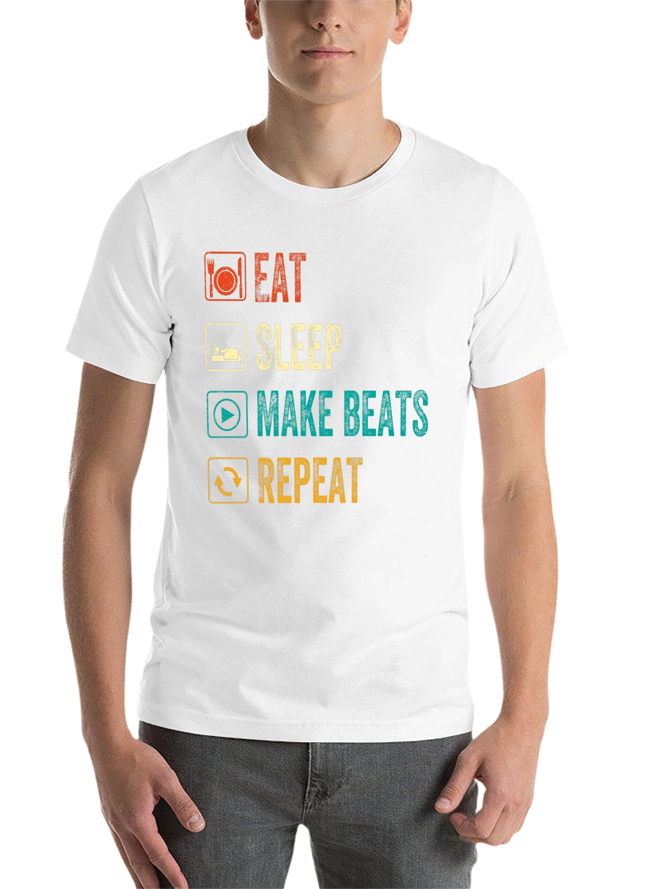Black Eat Sleep Make Beats Repeat T-Shirt view 14