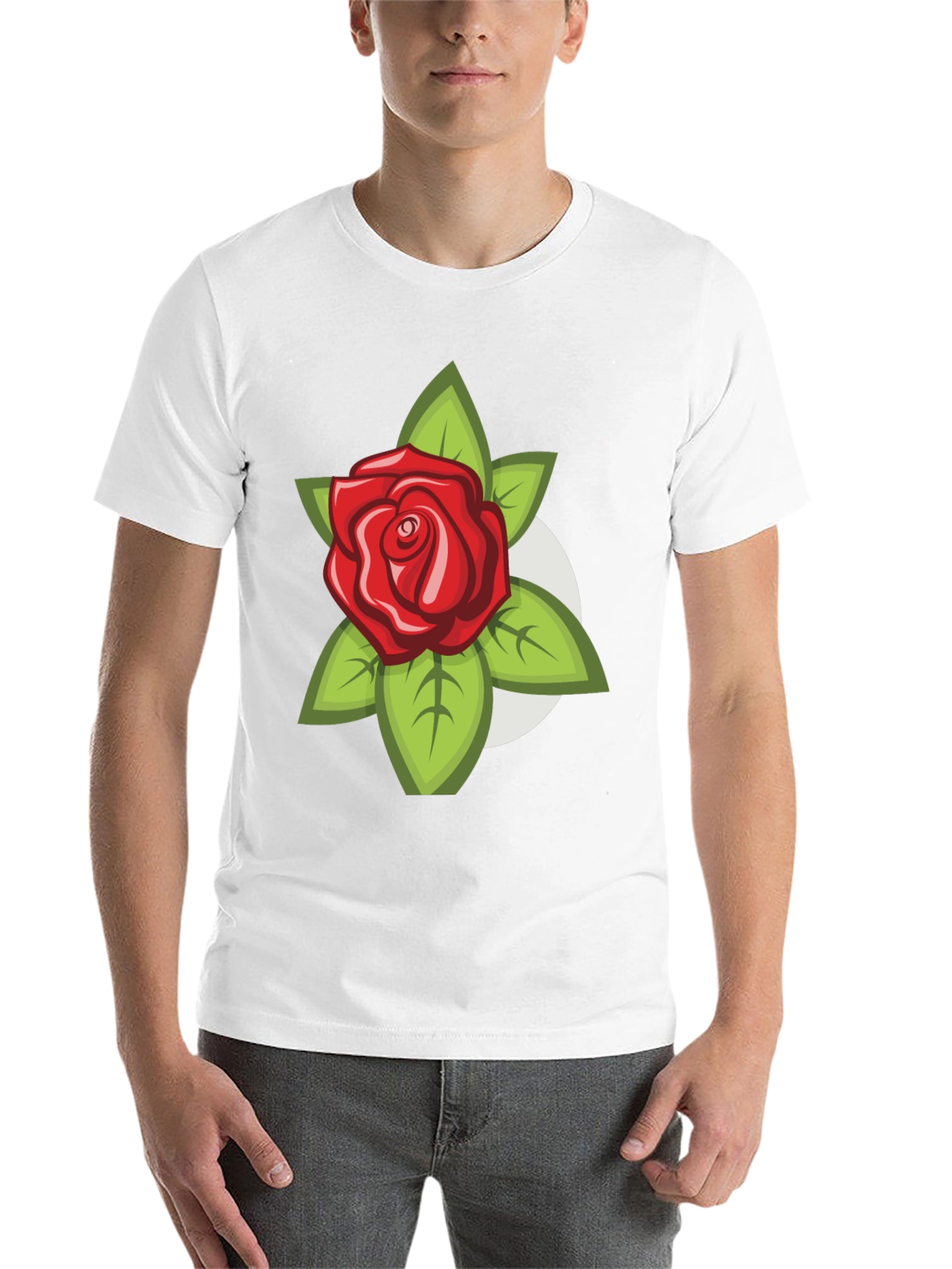 Black Men's Black T-Shirt with Rose Design view 14