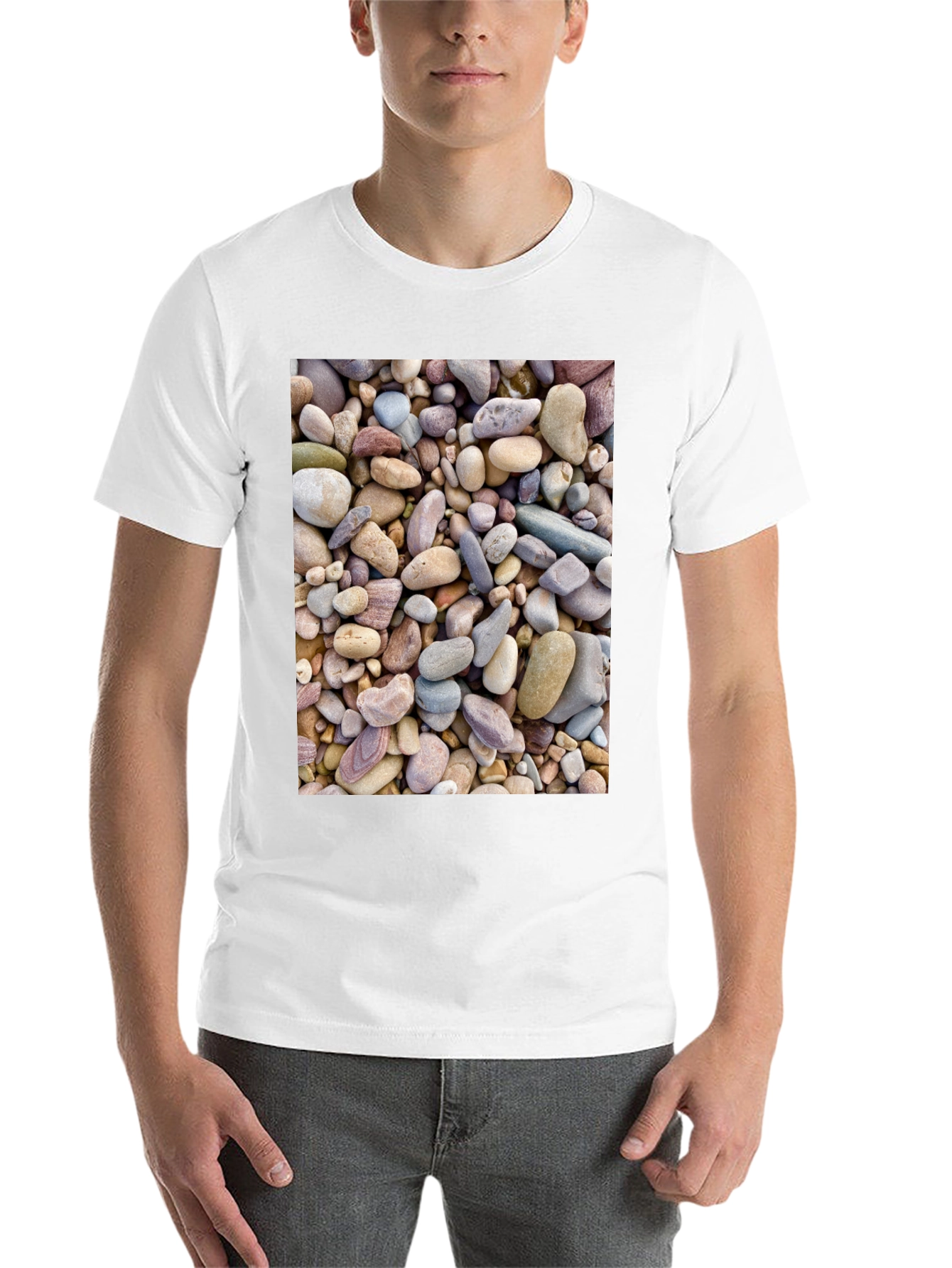 Black Rocky Beach T-Shirt - Coastal Stone Design view 14
