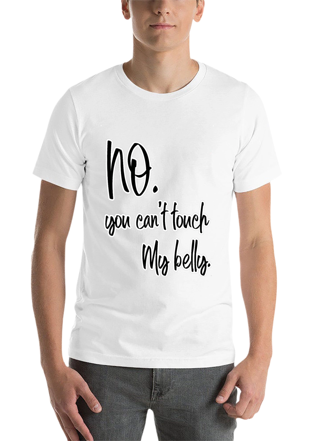 Black No Touch My Belly Graphic Tee - Unisex view 14