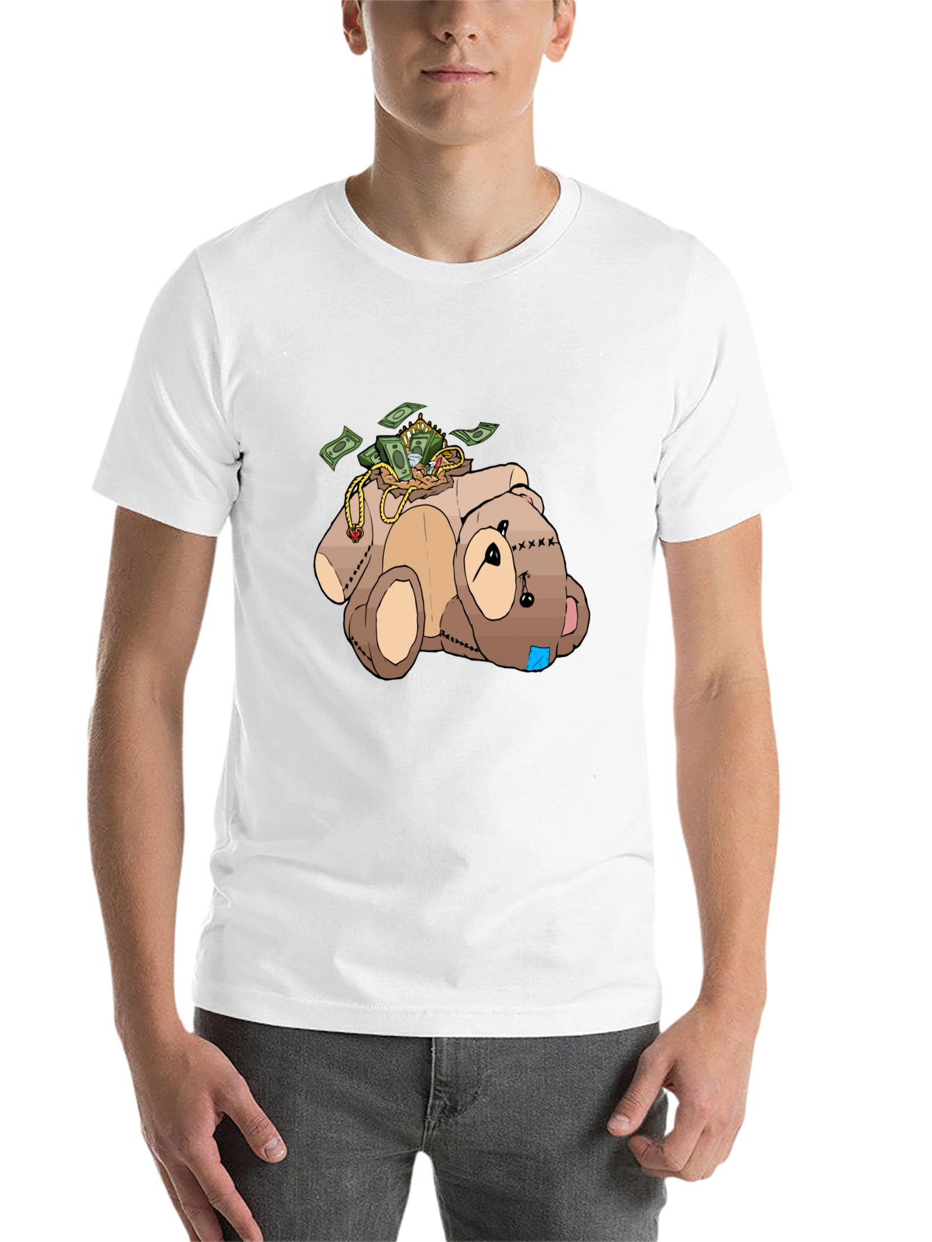 Black Money Bear T-Shirt - Cartoon Graphic Tee view 14