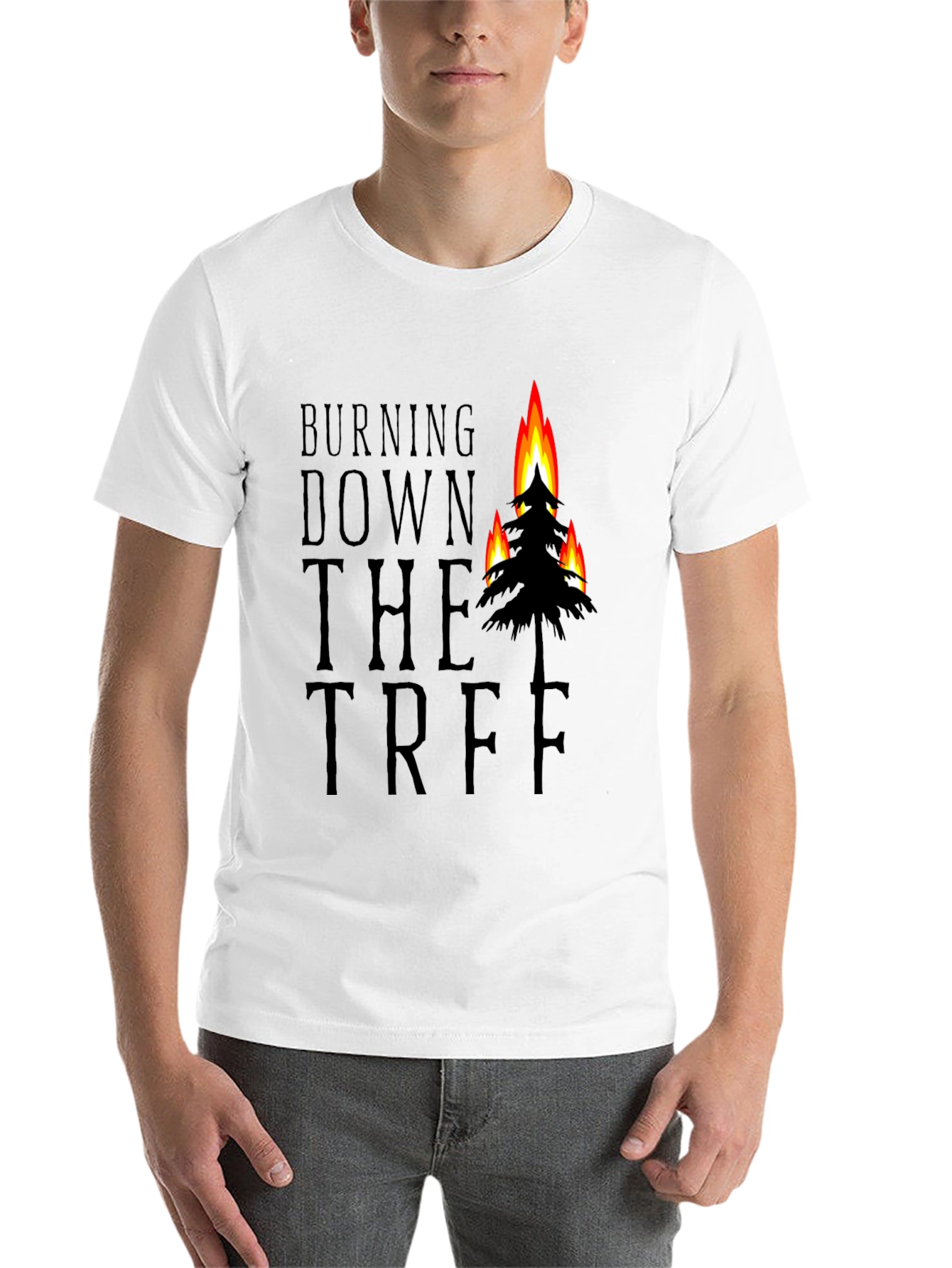Black Burning Down the Tree Black Graphic T-Shirt view 14