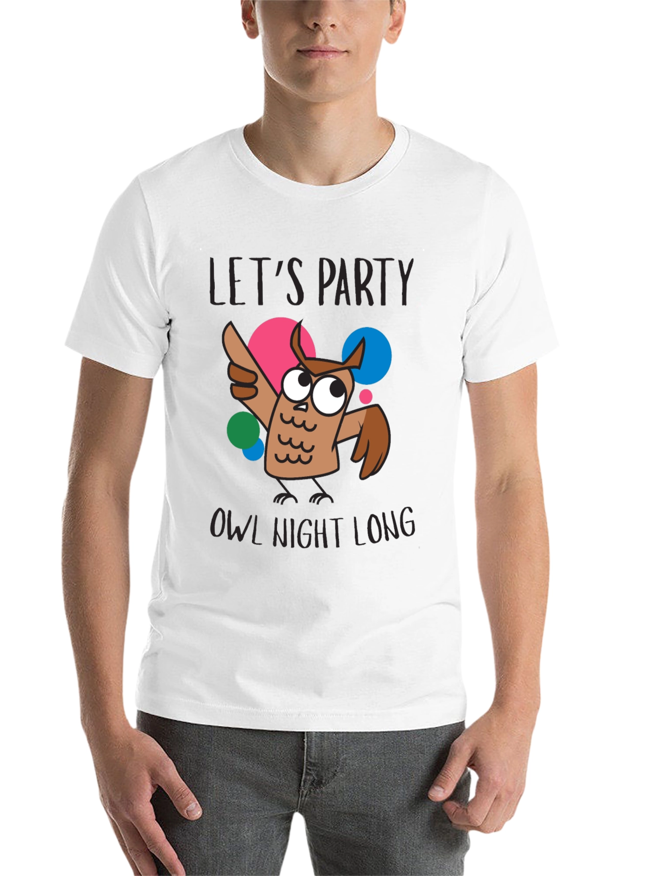 Black Let's Party Owl Night Long Graphic T-Shirt view 14