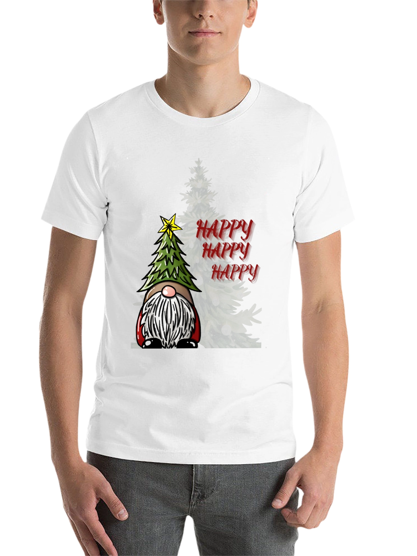 Black Happy Gnome Christmas T-Shirt view 14