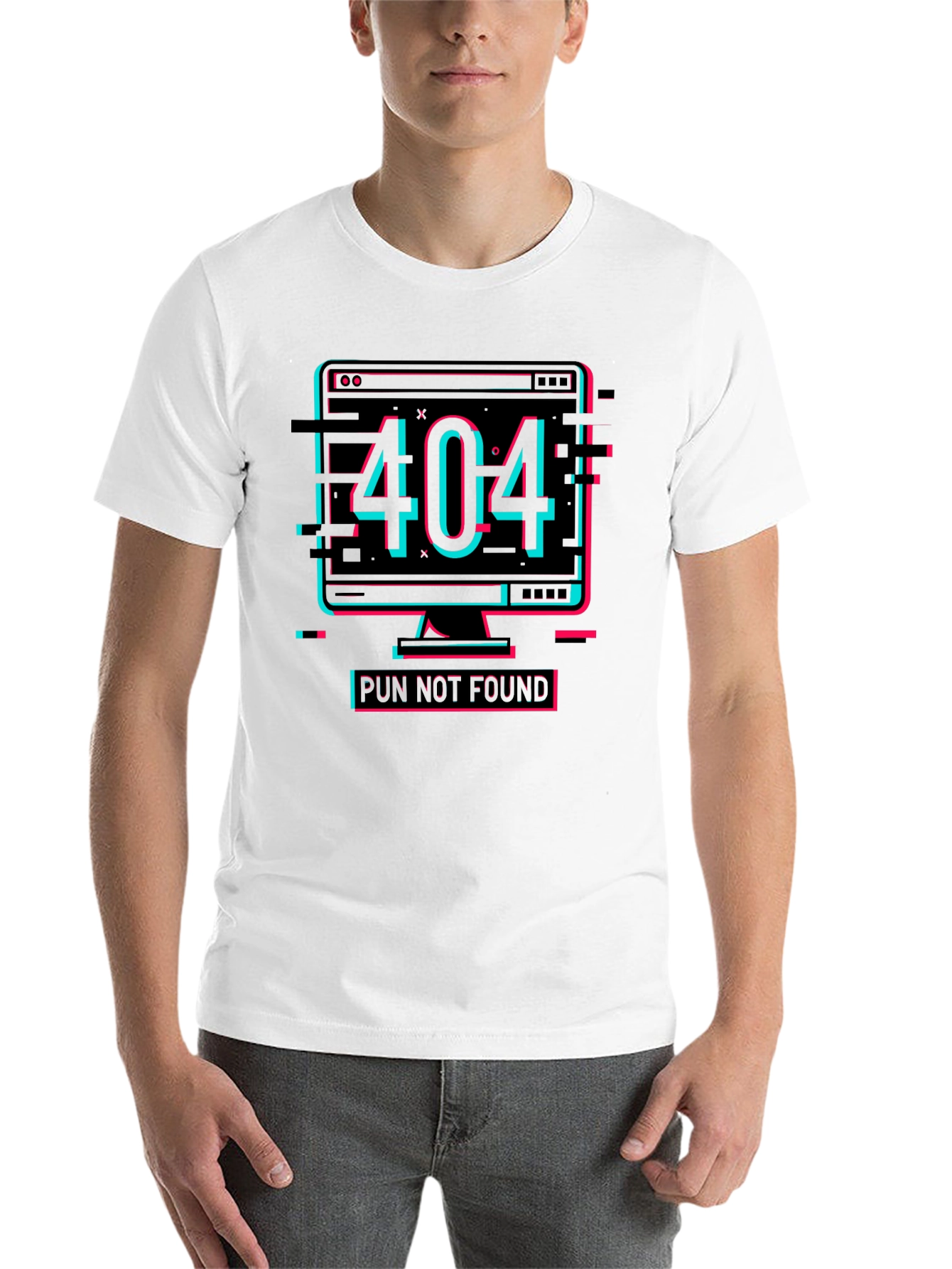 Black 404 Pun Not Found Graphic Tee - Humor Shirt view 14