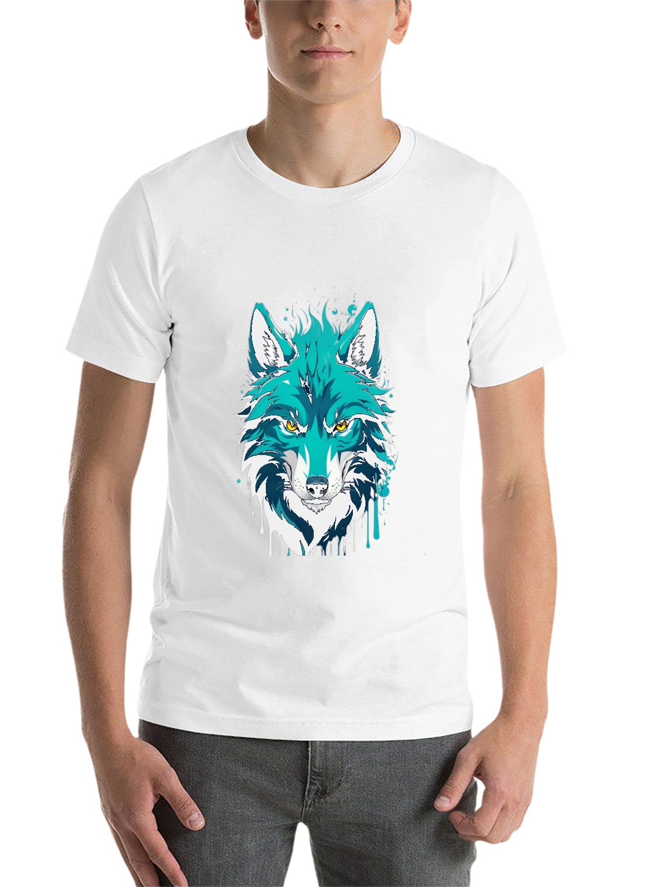 Black Wolf Graphic Print Black T-Shirt view 14