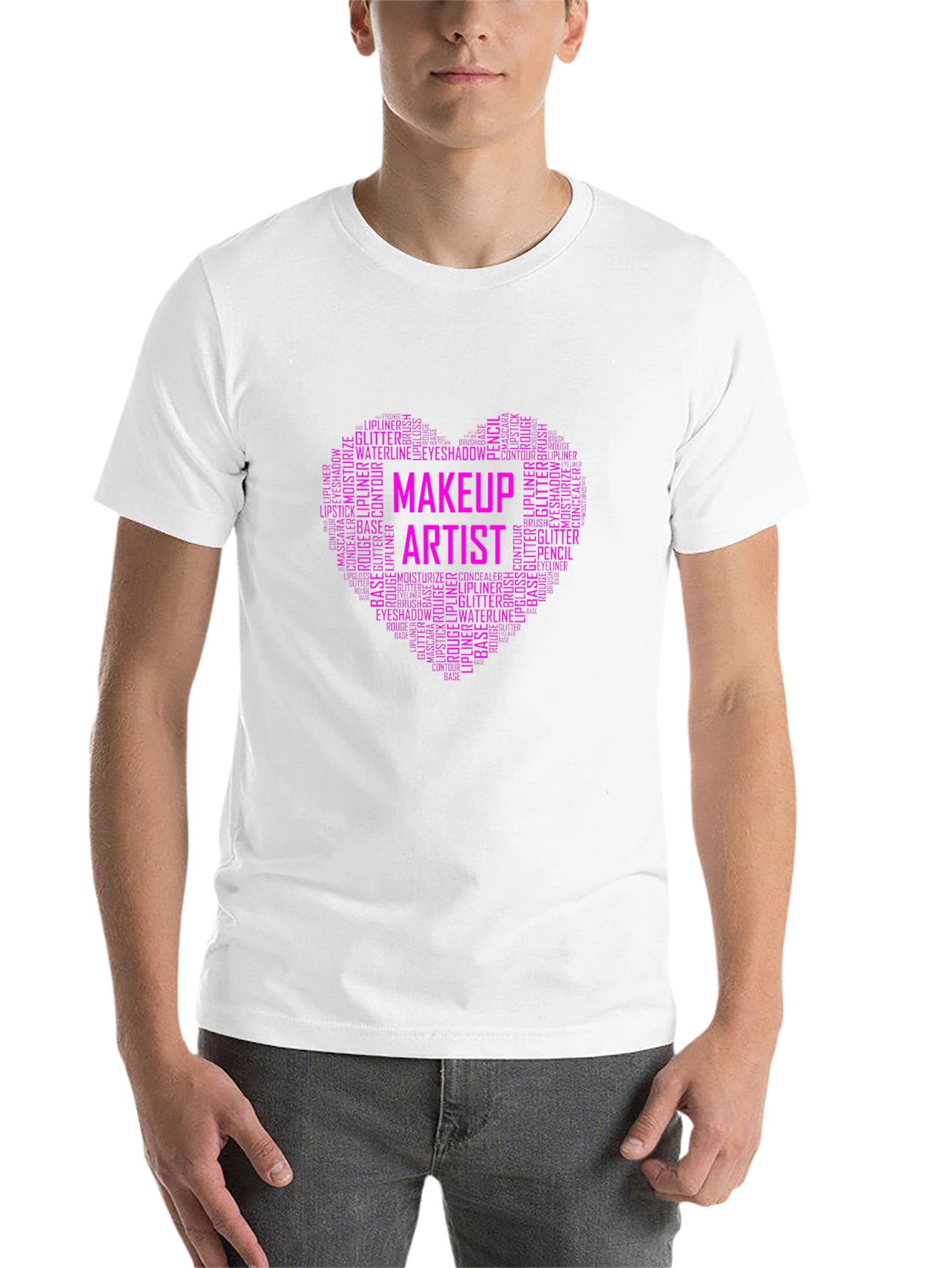 Black Makeup Artist Word Art Heart T-Shirt view 14