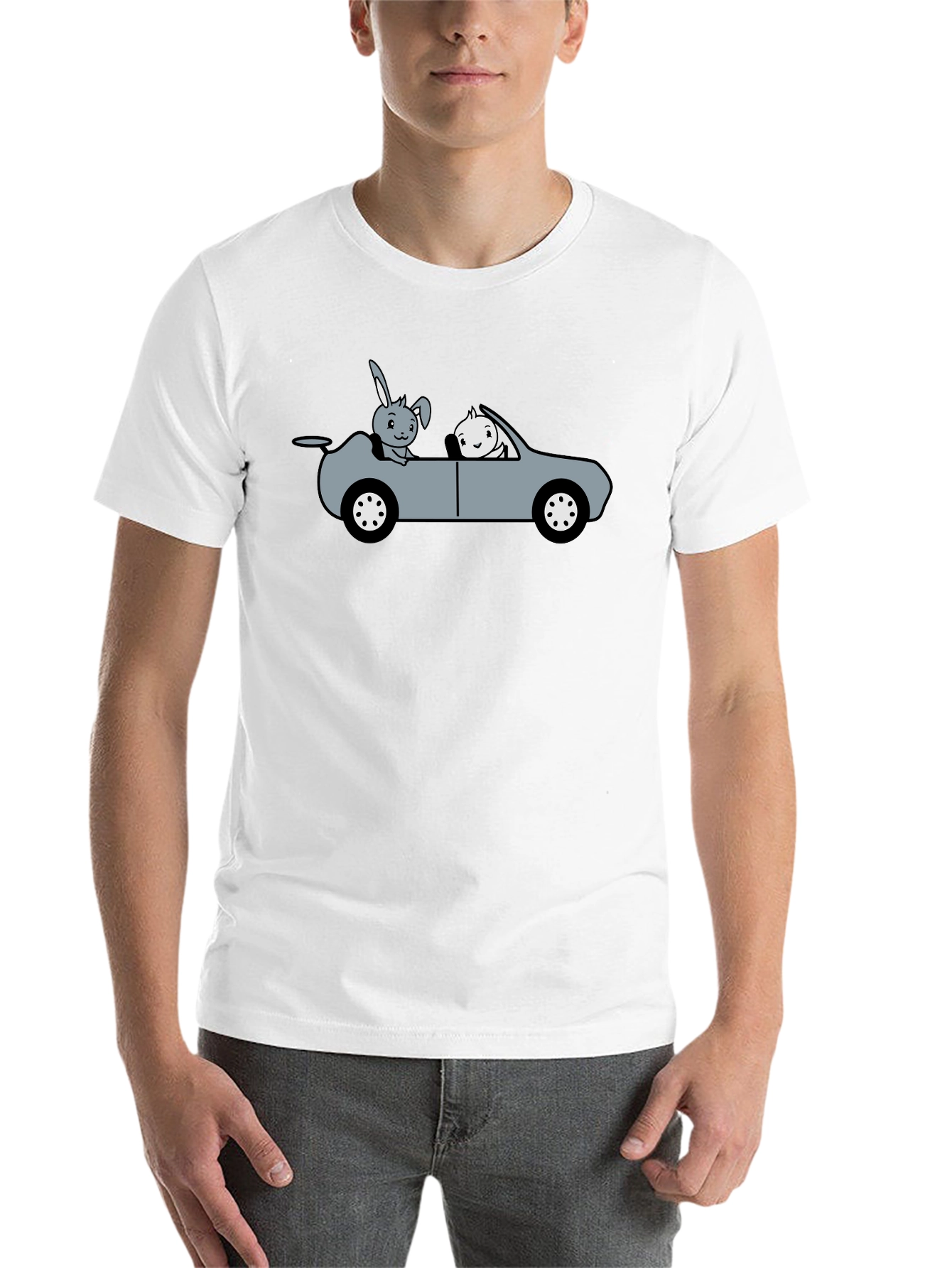 Black Cute Cartoon Animal Car Ride Graphic T-Shirt view 14