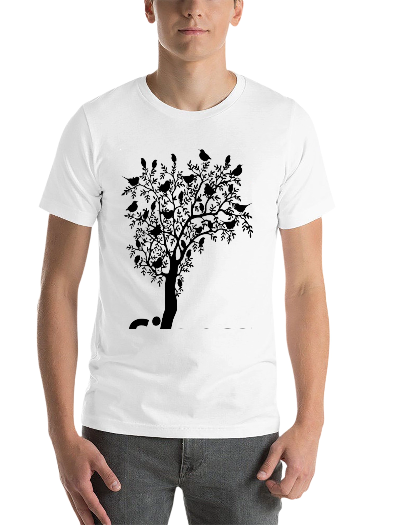 Black Men's Black Bird Tree Graphic Tee view 14