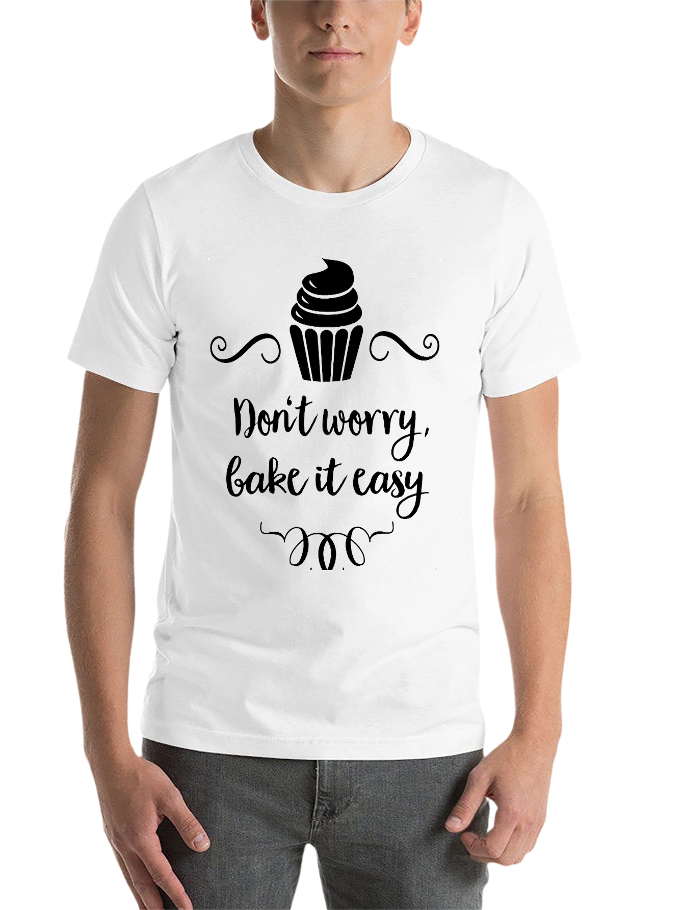Black Don't Worry Bake It Easy T-Shirt view 14