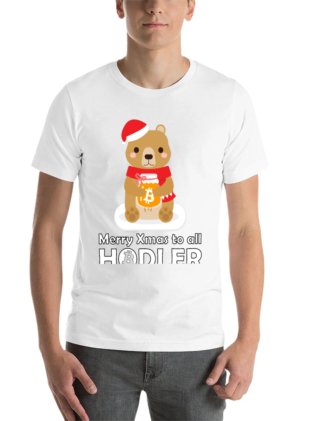Black Crypto Christmas HODLER Bear T-Shirt view 14